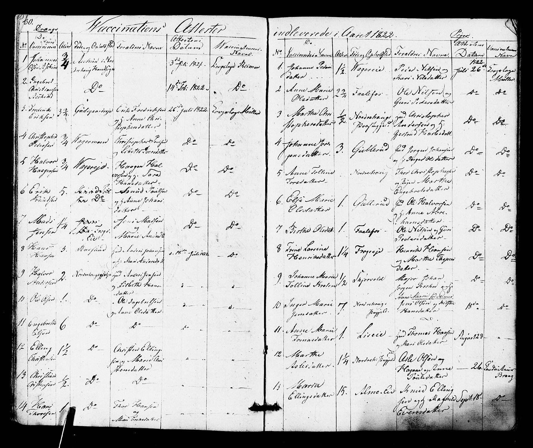 Norderhov kirkebøker, AV/SAKO-A-237/F/Fa/L0014: Vaksinasjonsprotokoll nr. 14, 1818-1853, s. 30-31