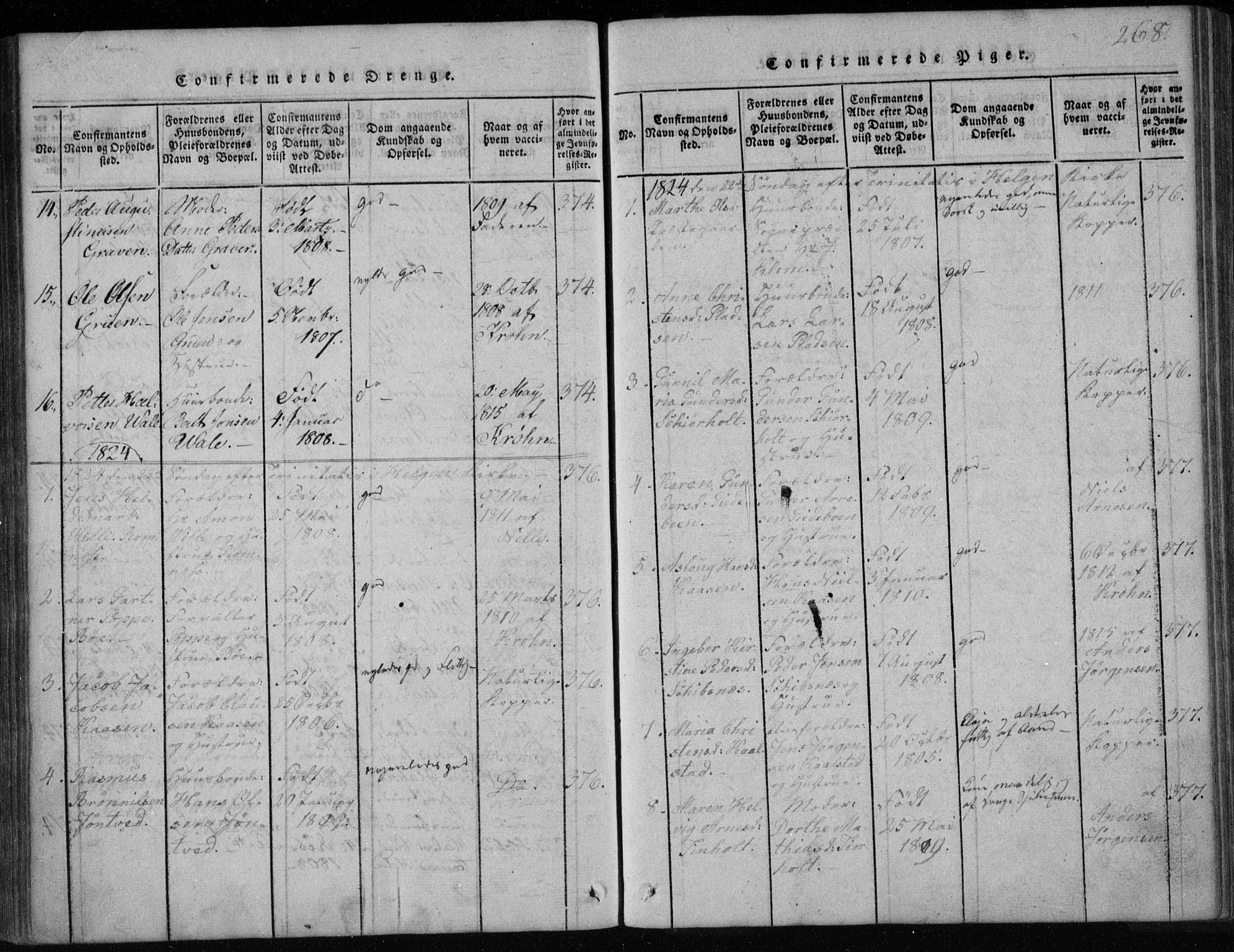 Holla kirkebøker, AV/SAKO-A-272/F/Fa/L0003: Ministerialbok nr. 3, 1815-1830, s. 268