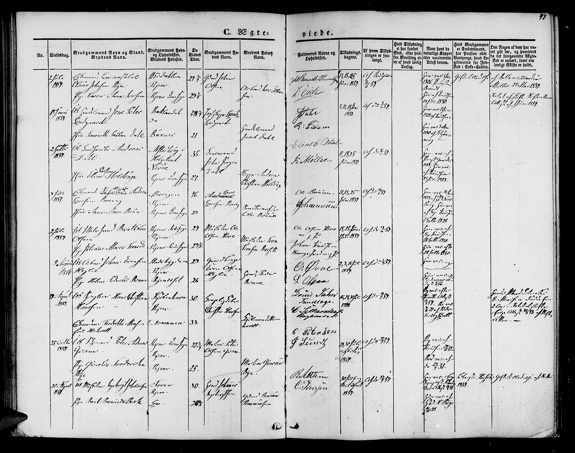 Ministerialprotokoller, klokkerbøker og fødselsregistre - Sør-Trøndelag, SAT/A-1456/602/L0111: Ministerialbok nr. 602A09, 1844-1867, s. 47