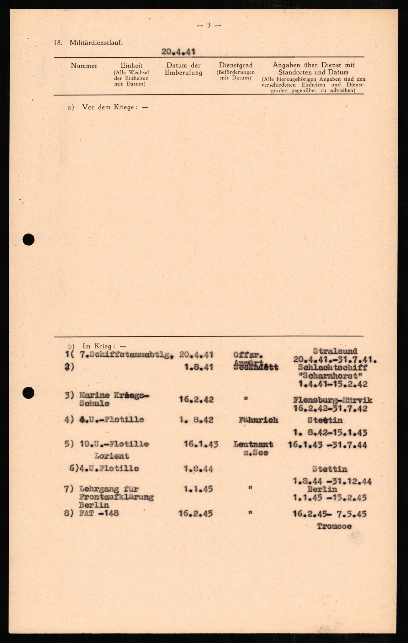 Forsvaret, Forsvarets overkommando II, RA/RAFA-3915/D/Db/L0005: CI Questionaires. Tyske okkupasjonsstyrker i Norge. Tyskere., 1945-1946, s. 359