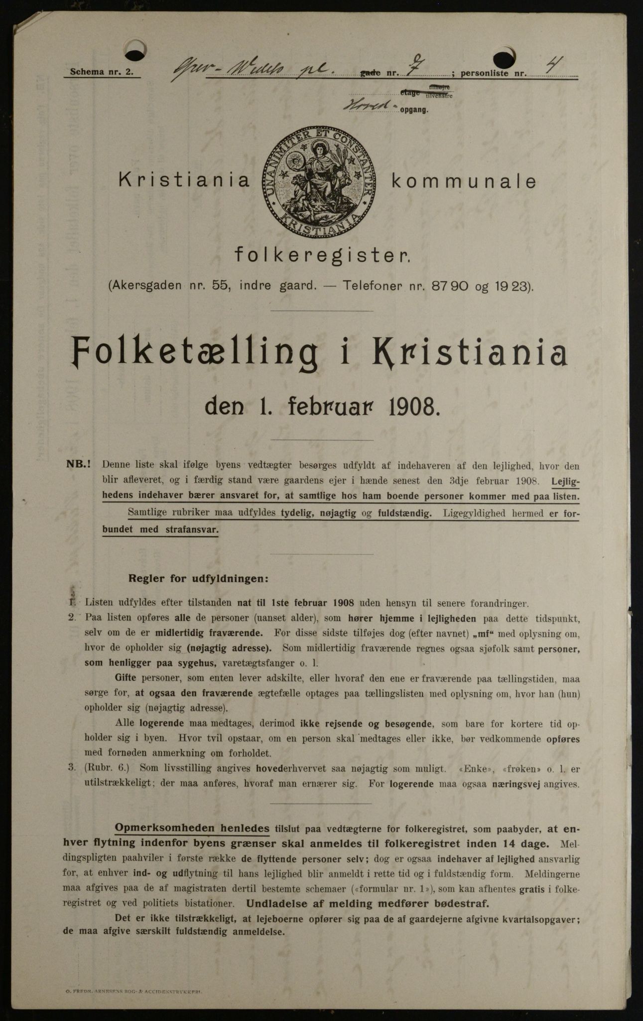 OBA, Kommunal folketelling 1.2.1908 for Kristiania kjøpstad, 1908, s. 26947