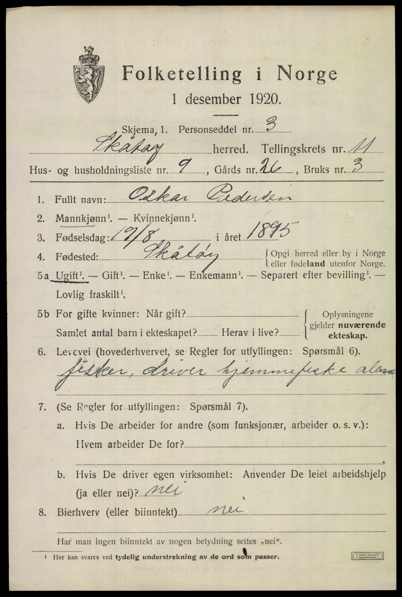 SAKO, Folketelling 1920 for 0815 Skåtøy herred, 1920, s. 7810