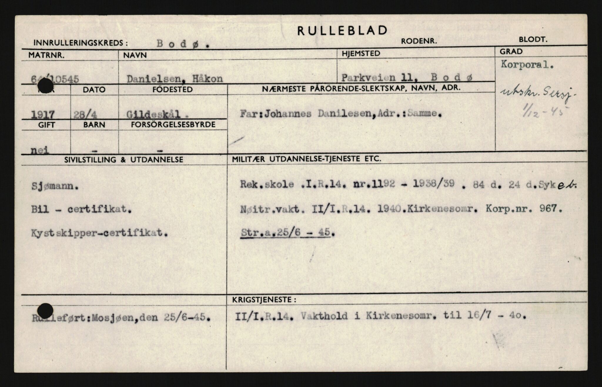 Forsvaret, Sør-Hålogaland landforsvar, AV/RA-RAFA-2552/P/Pa/L0303: Personellmapper for slettet personell, yrkesbefal og vernepliktig befal, født 1917-1920, 1936-1980, s. 37