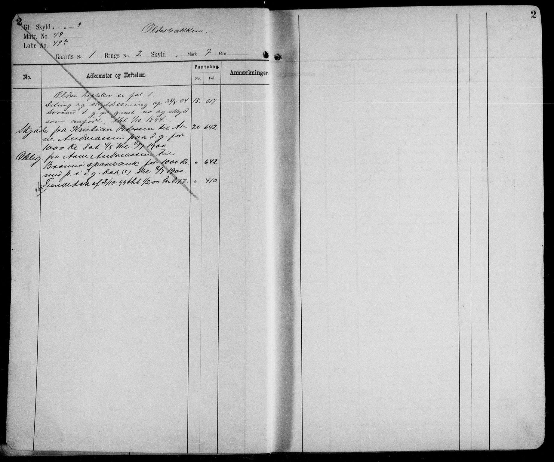 Brønnøy sorenskriveri, SAT/A-4170/1/2/2A/L0009: Panteregister nr. 9, 1897-1944, s. 2