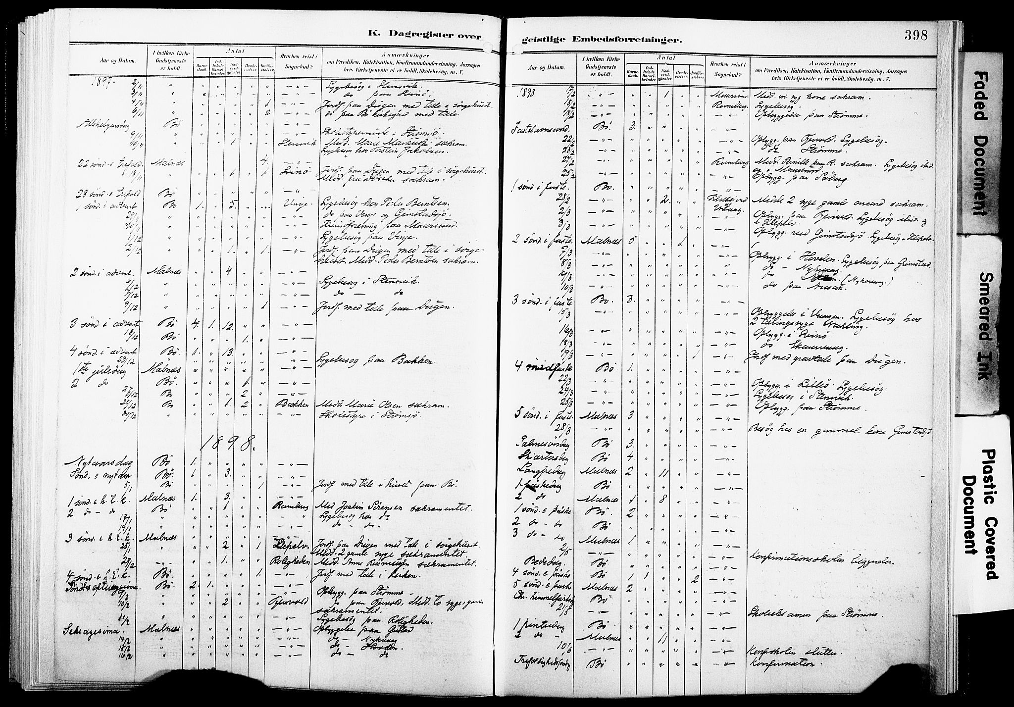 Ministerialprotokoller, klokkerbøker og fødselsregistre - Nordland, SAT/A-1459/891/L1305: Ministerialbok nr. 891A10, 1895-1921, s. 398