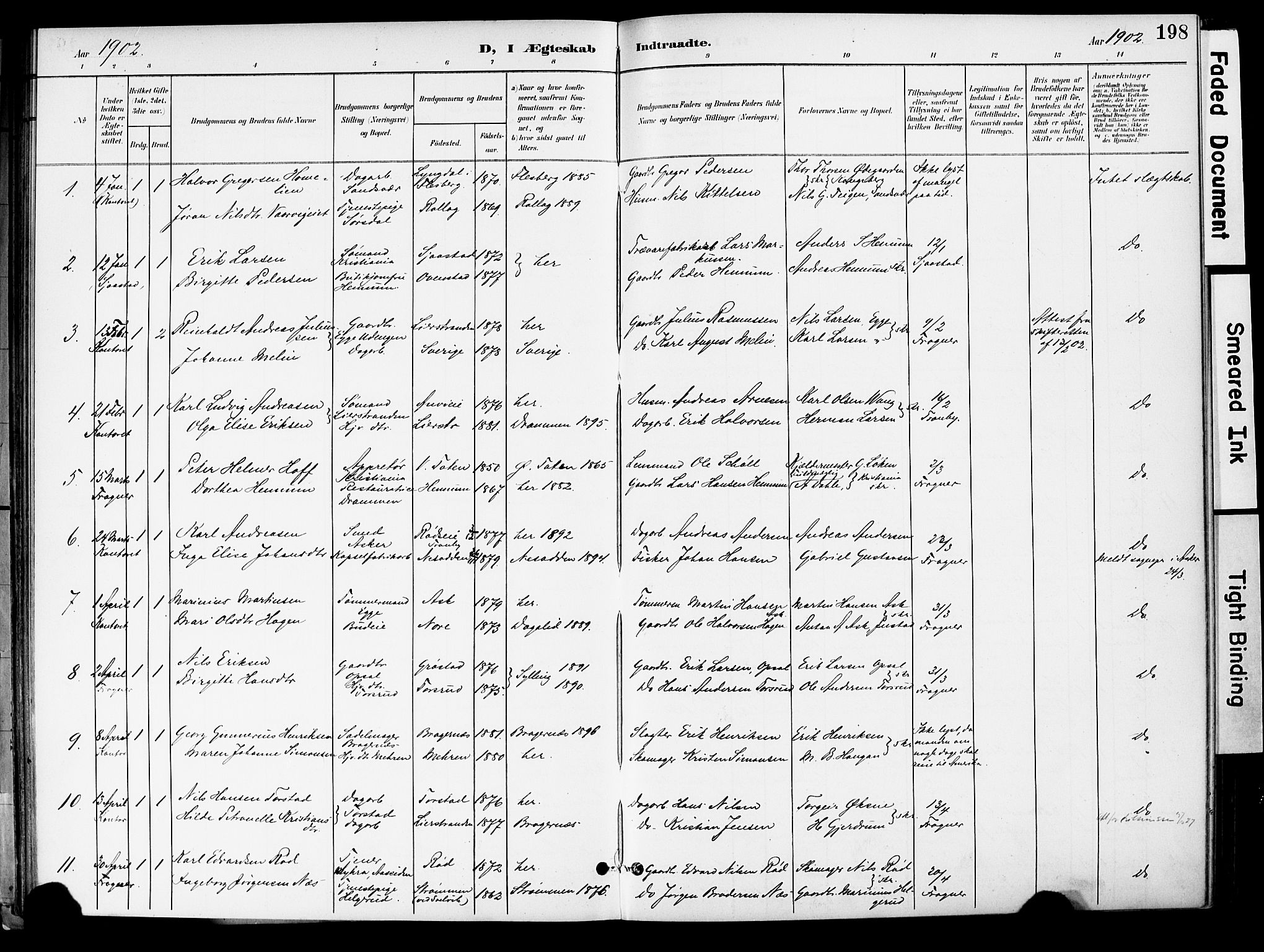 Lier kirkebøker, AV/SAKO-A-230/F/Fa/L0017: Ministerialbok nr. I 17, 1901-1908, s. 198