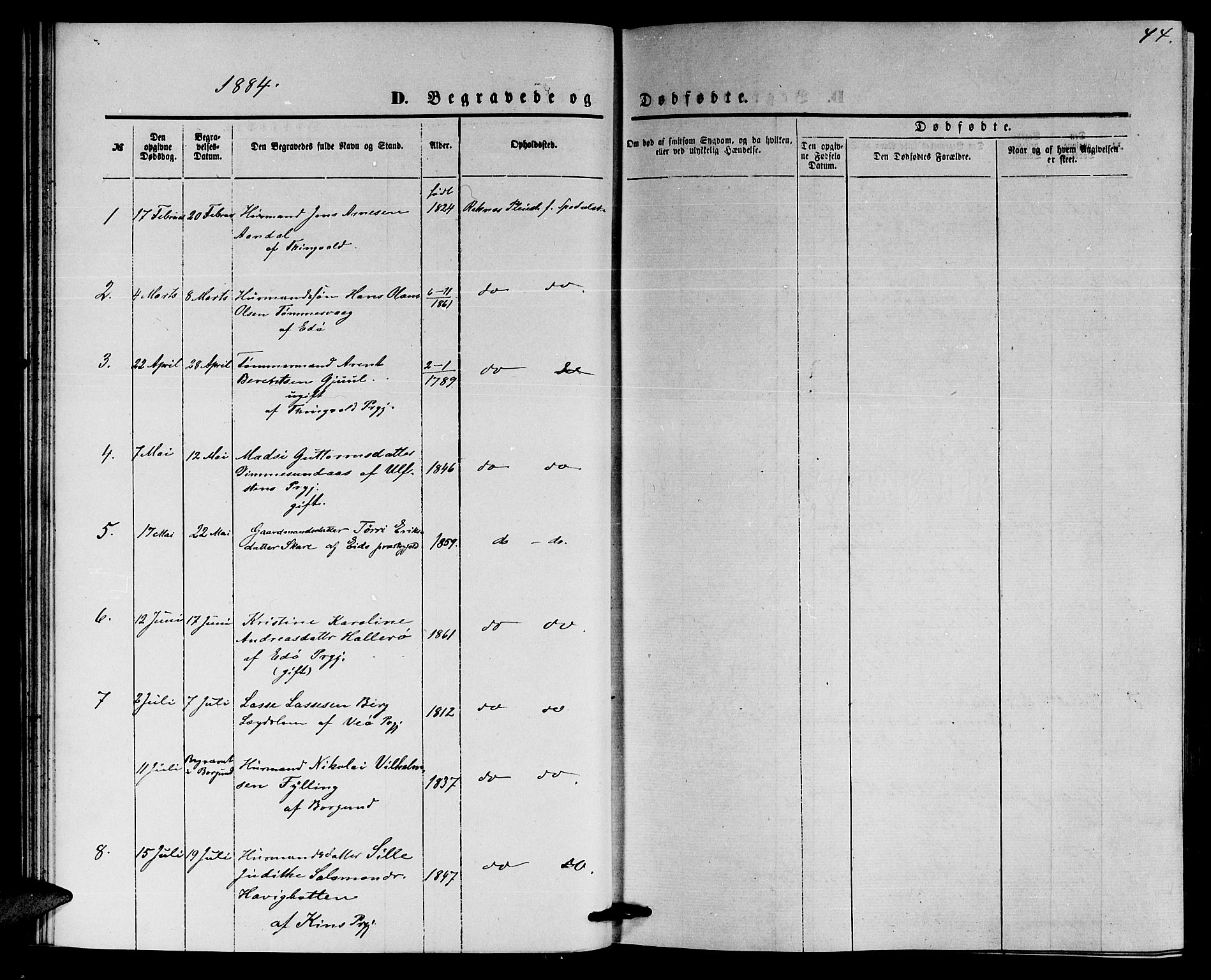 Ministerialprotokoller, klokkerbøker og fødselsregistre - Møre og Romsdal, SAT/A-1454/559/L0715: Klokkerbok nr. 559C01, 1869-1886, s. 44