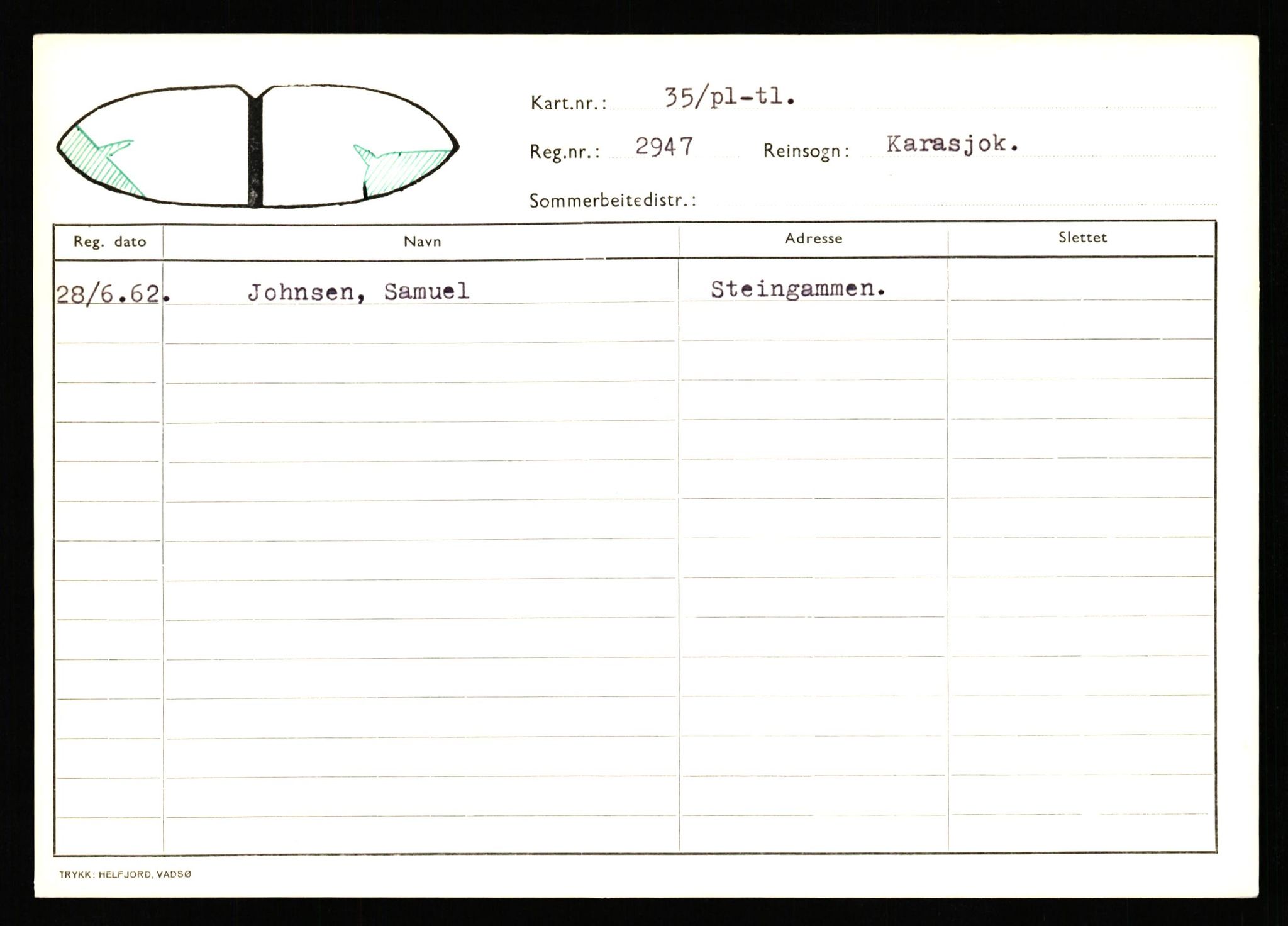 Lappefogden i Finnmark/Reindriftsforvaltningen Øst-Finnmark, AV/SATØ-S-1461/G/Ge/Gea/L0006: Slettede reinmerker, 1934-1992, s. 49