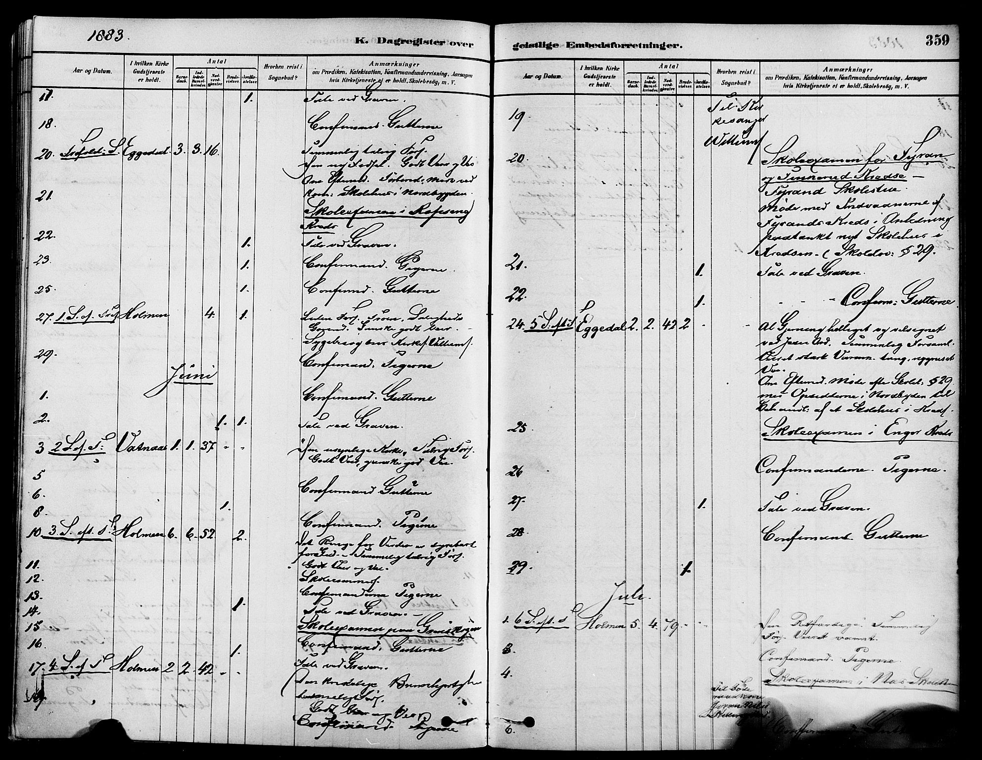Sigdal kirkebøker, AV/SAKO-A-245/F/Fa/L0011: Ministerialbok nr. I 11, 1879-1887, s. 359