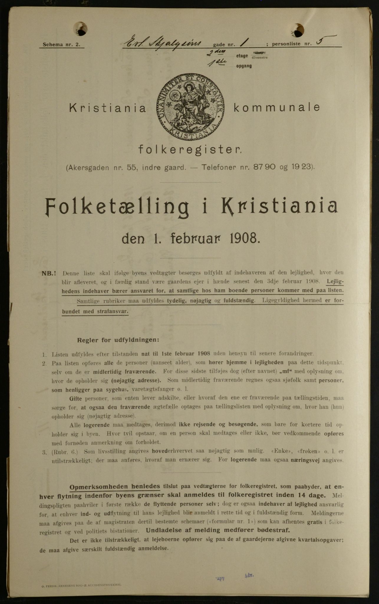 OBA, Kommunal folketelling 1.2.1908 for Kristiania kjøpstad, 1908, s. 20066