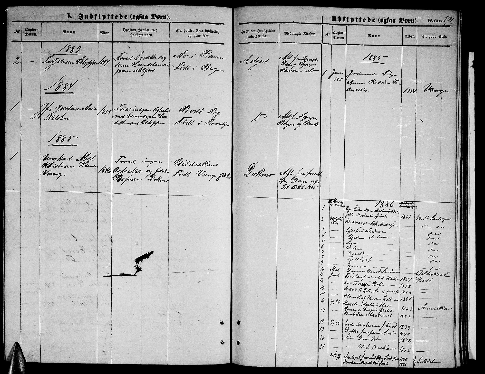 Ministerialprotokoller, klokkerbøker og fødselsregistre - Nordland, SAT/A-1459/846/L0653: Klokkerbok nr. 846C03, 1872-1887, s. 291
