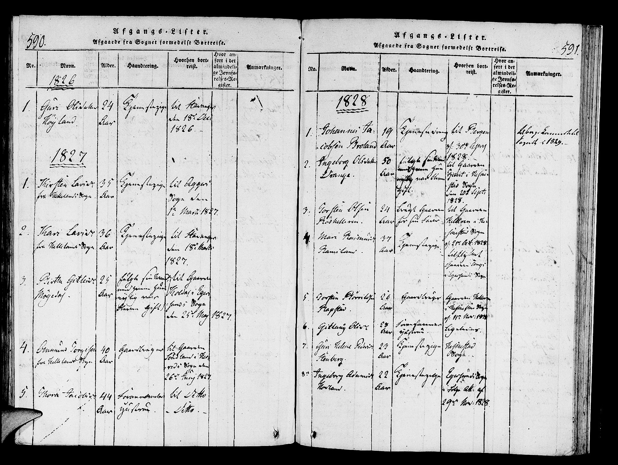 Helleland sokneprestkontor, SAST/A-101810: Ministerialbok nr. A 4, 1815-1834, s. 590-591