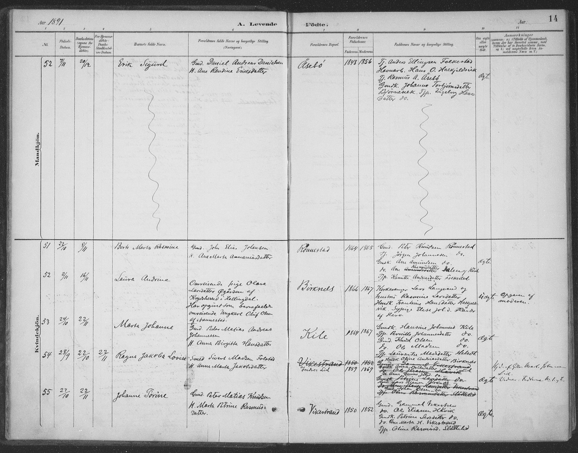 Ministerialprotokoller, klokkerbøker og fødselsregistre - Møre og Romsdal, AV/SAT-A-1454/511/L0142: Ministerialbok nr. 511A09, 1891-1905, s. 14