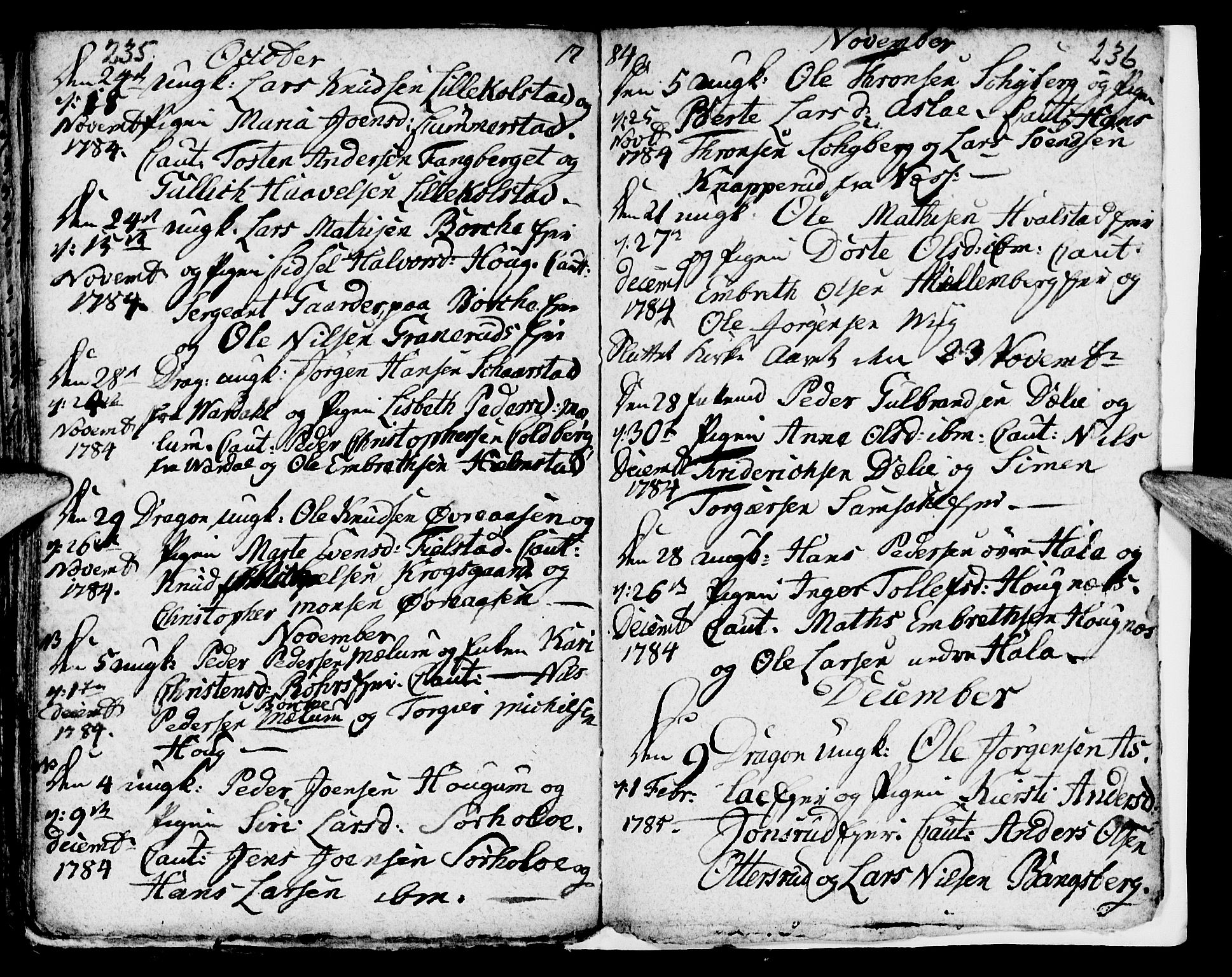 Ringsaker prestekontor, SAH/PREST-014/I/Ia/L0005/0003: Kladd til kirkebok nr. 1C, 1780-1784, s. 235-236