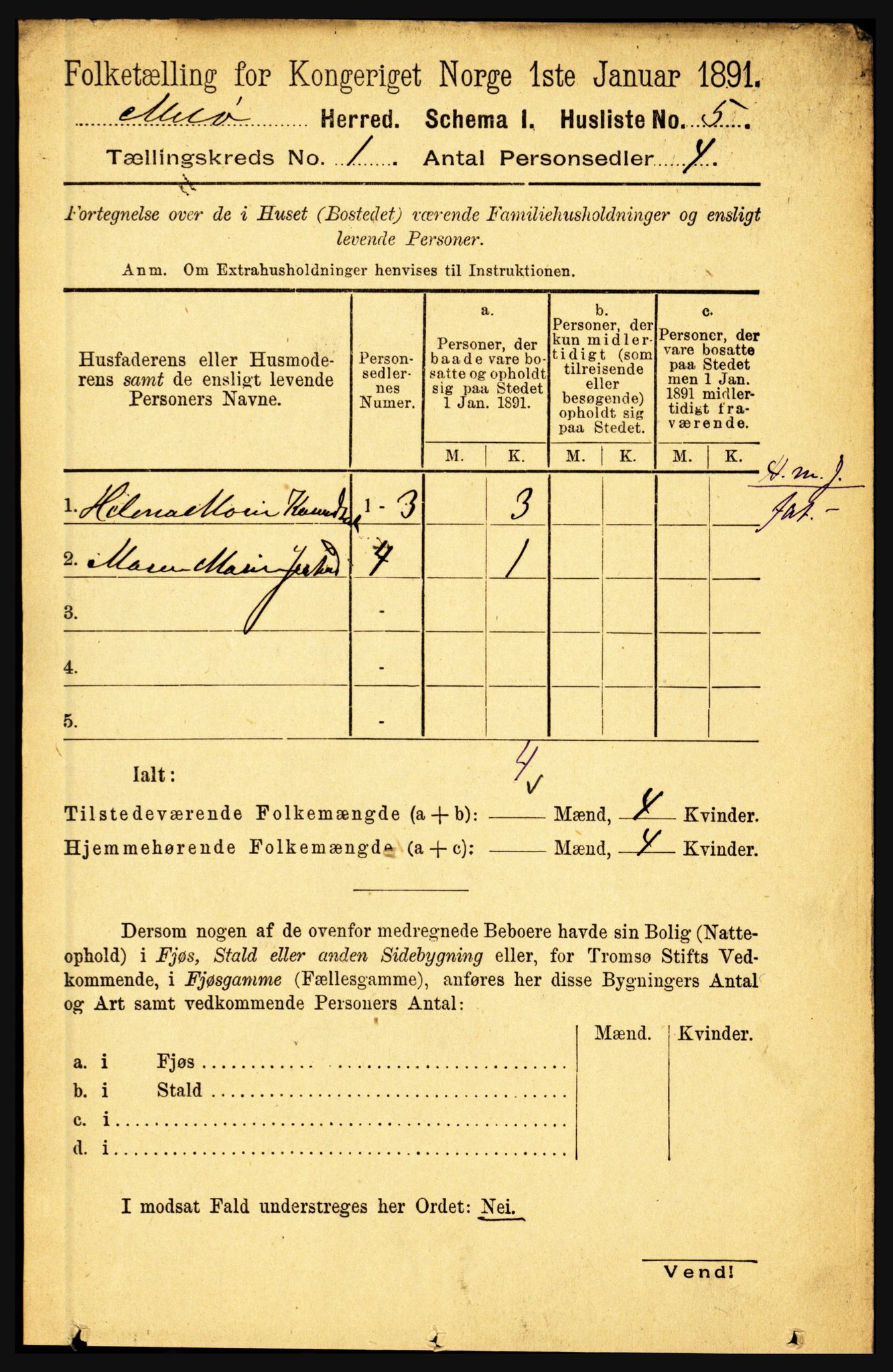 RA, Folketelling 1891 for 1837 Meløy herred, 1891, s. 29