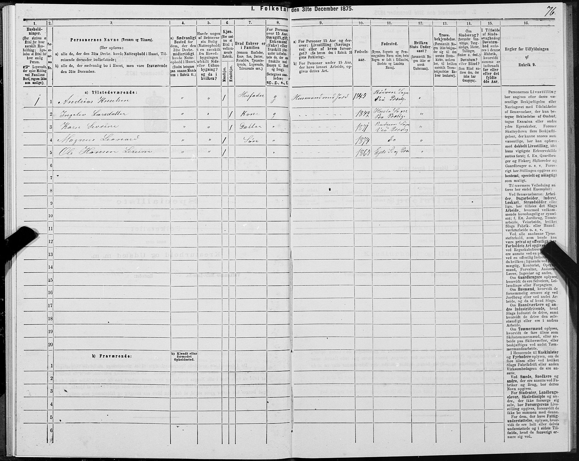 SAT, Folketelling 1875 for 1538P Eid prestegjeld, 1875, s. 2076