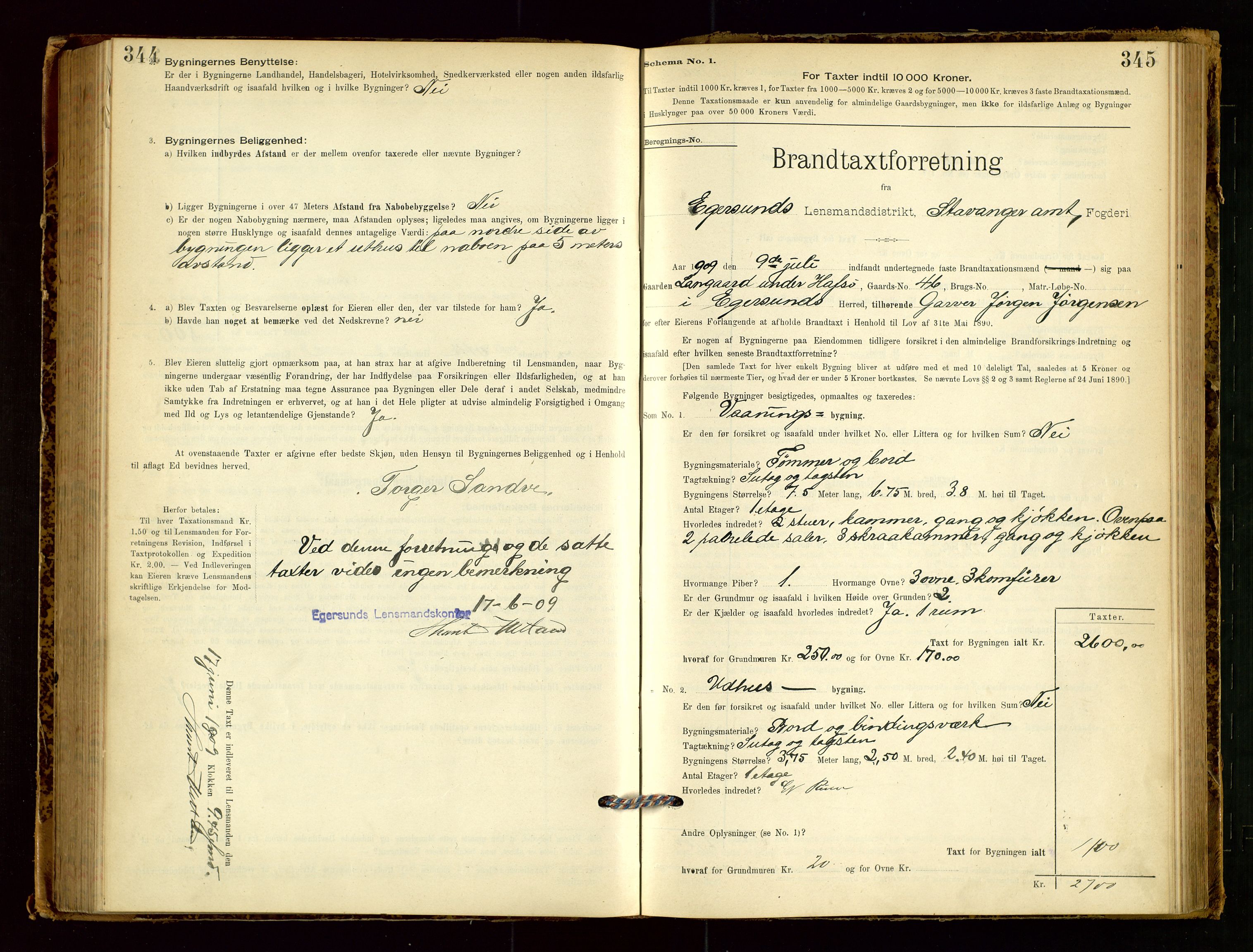 Eigersund lensmannskontor, AV/SAST-A-100171/Gob/L0001: Skjemaprotokoll, 1894-1909, s. 344-345