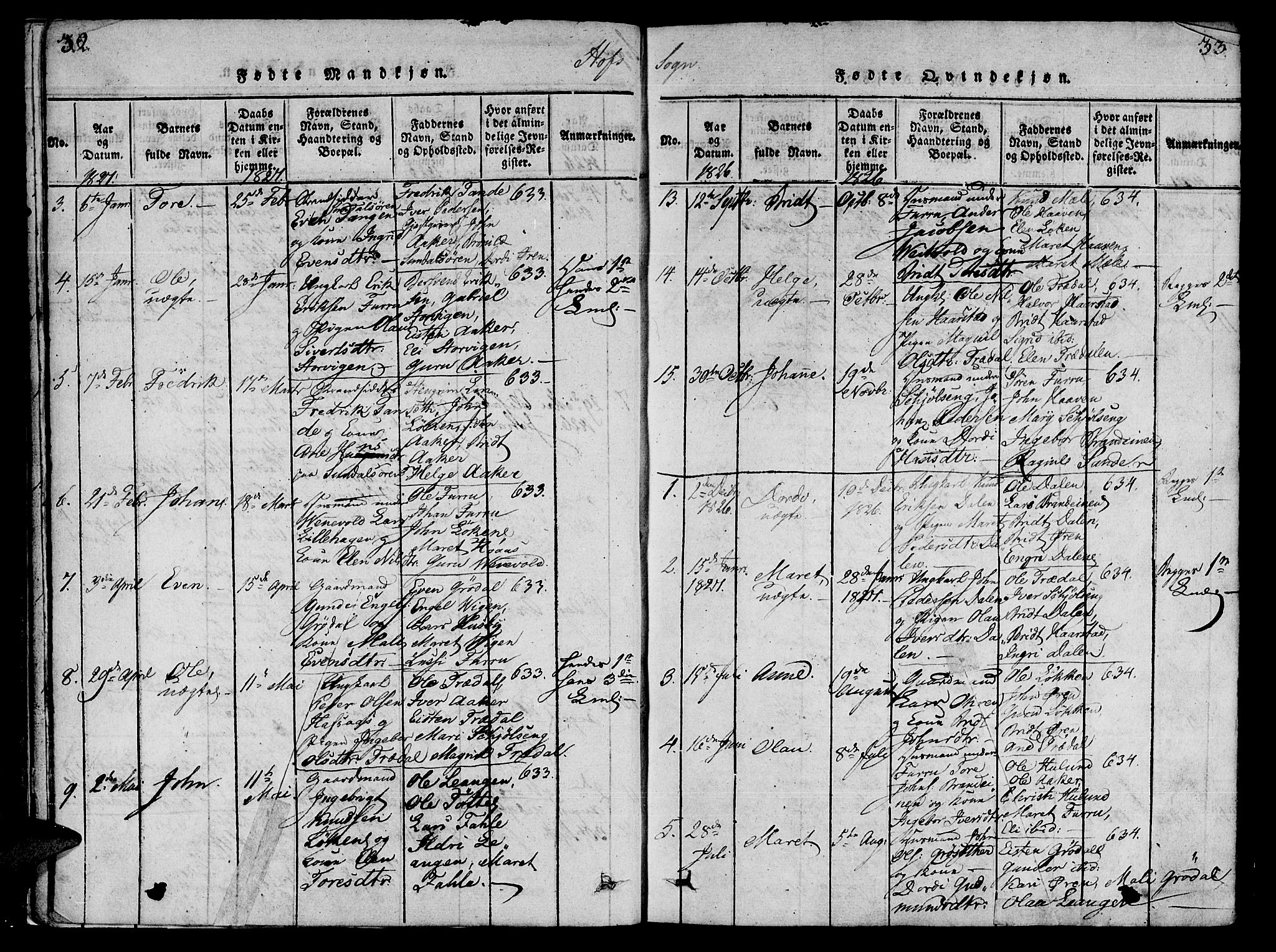 Ministerialprotokoller, klokkerbøker og fødselsregistre - Møre og Romsdal, AV/SAT-A-1454/590/L1009: Ministerialbok nr. 590A03 /1, 1819-1832, s. 32-33