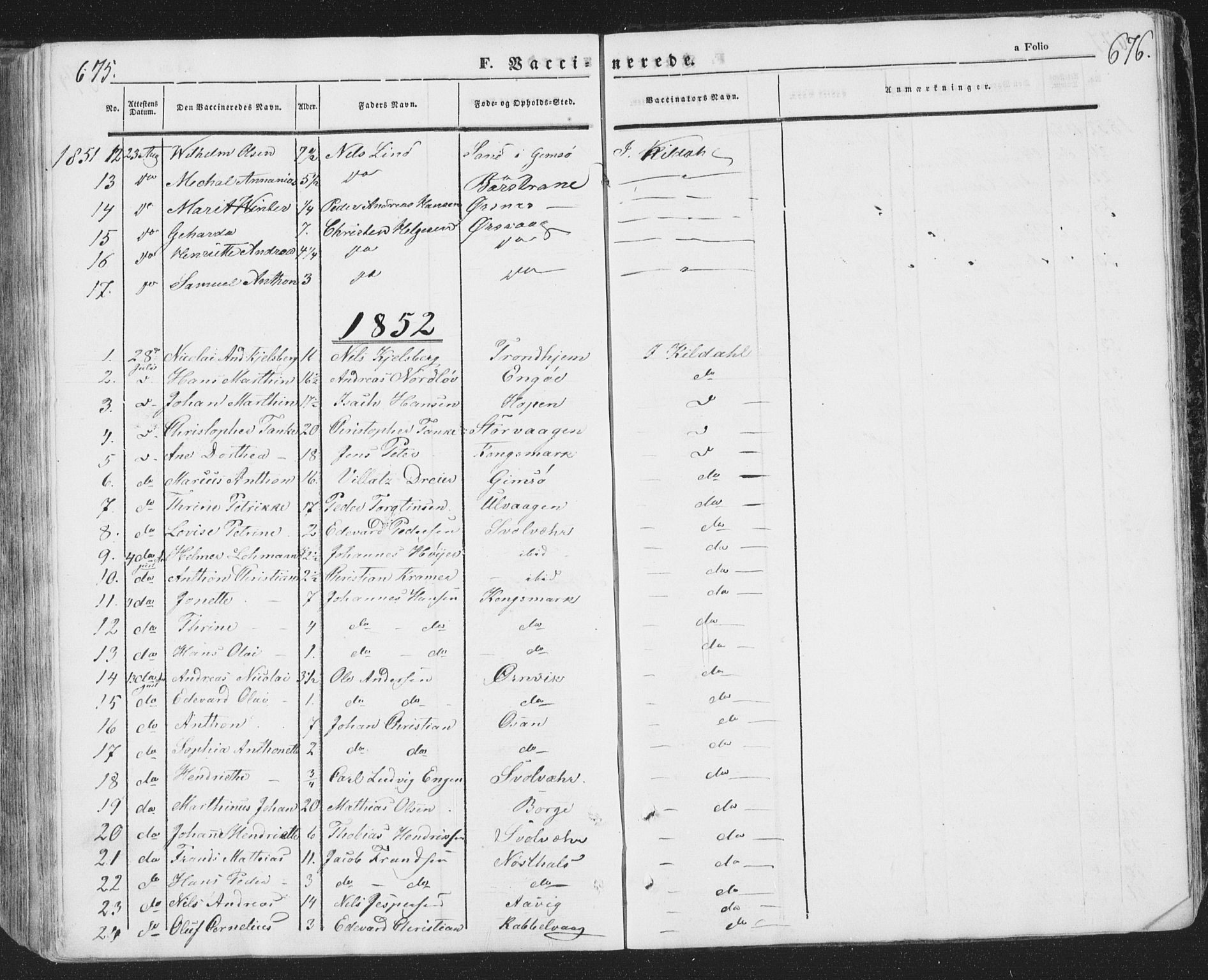 Ministerialprotokoller, klokkerbøker og fødselsregistre - Nordland, AV/SAT-A-1459/874/L1072: Klokkerbok nr. 874C01, 1843-1859, s. 675-676