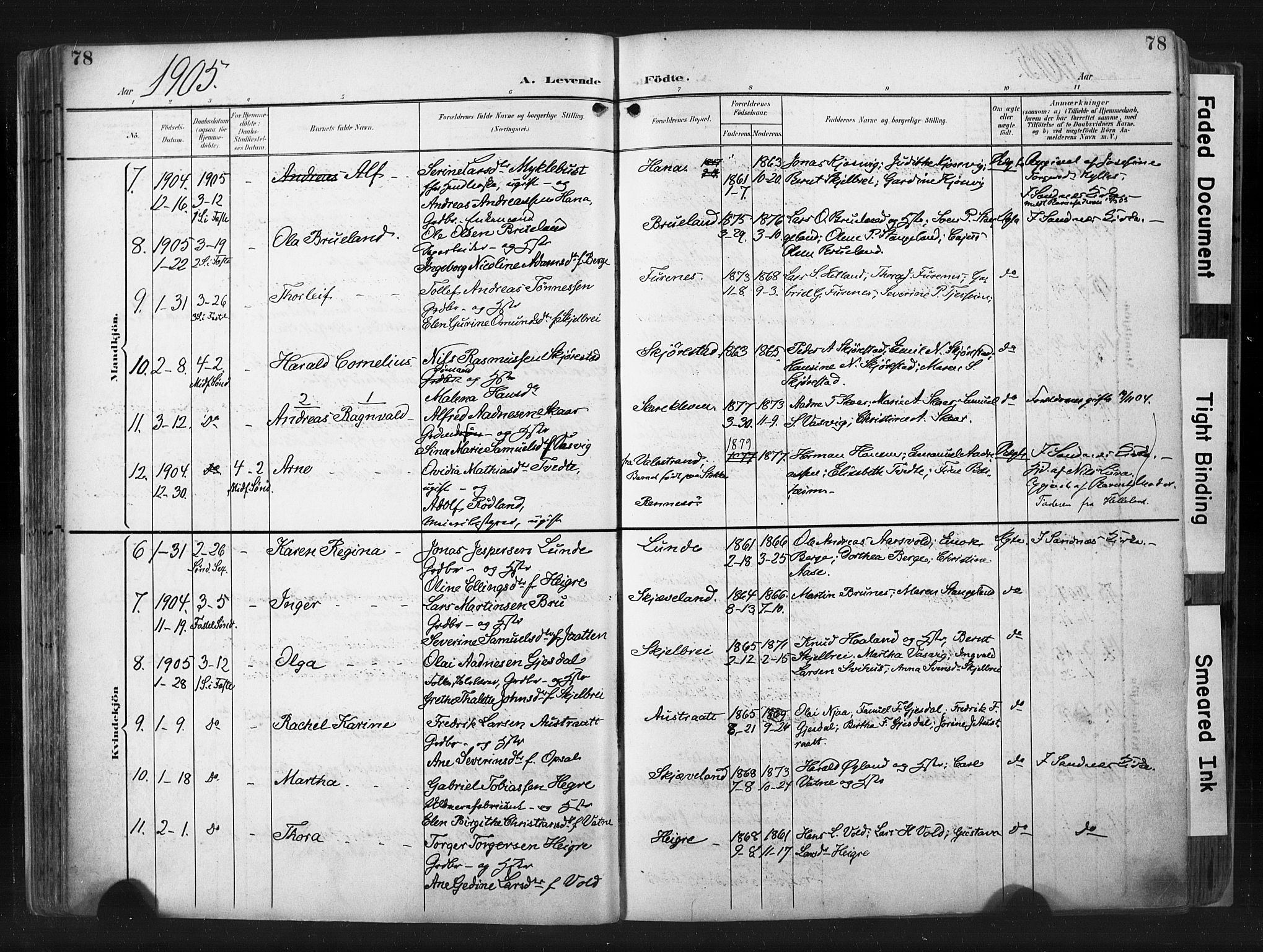 Høyland sokneprestkontor, AV/SAST-A-101799/001/30BA/L0015: Ministerialbok nr. A 14, 1899-1911, s. 78