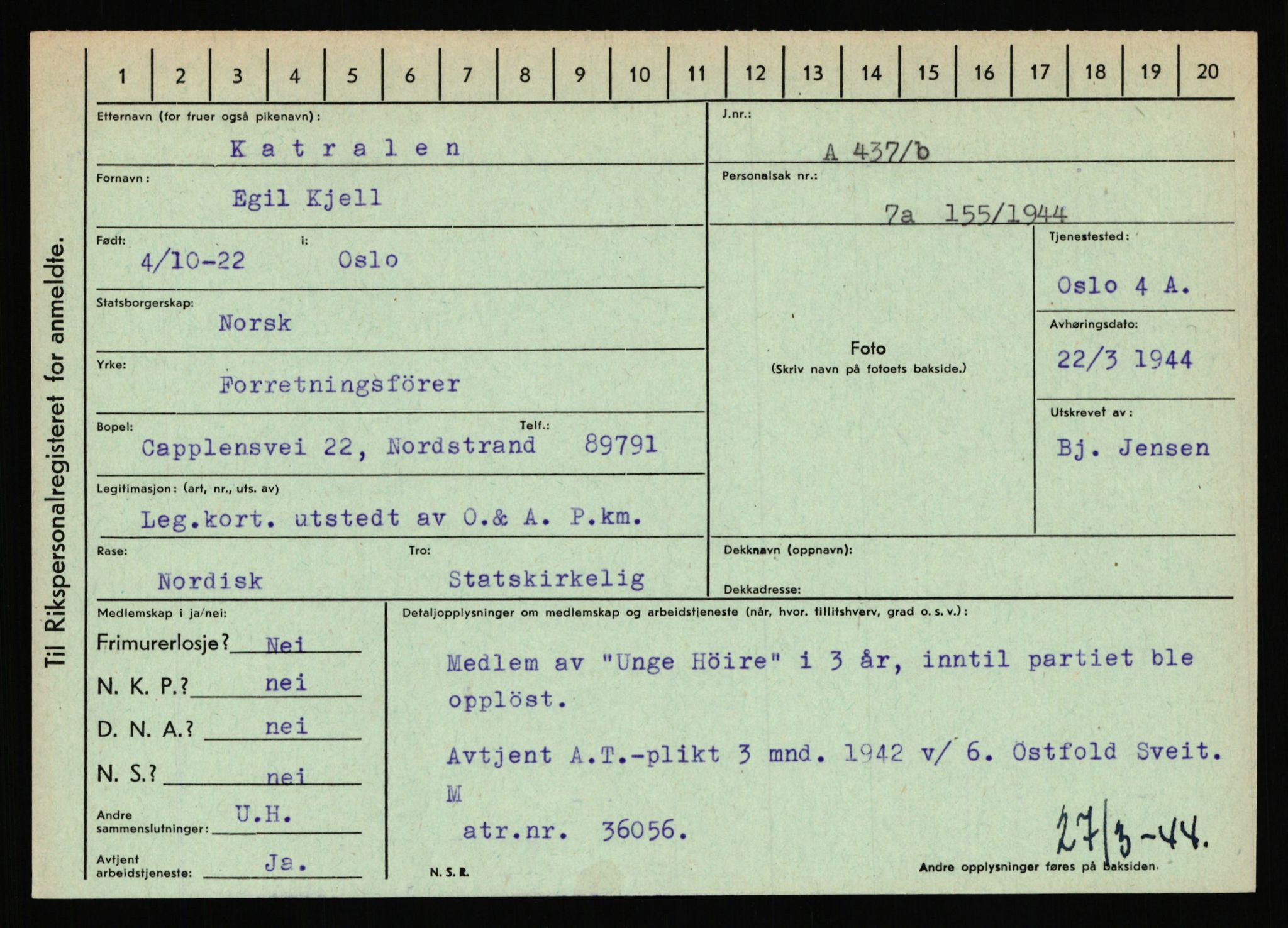 Statspolitiet - Hovedkontoret / Osloavdelingen, AV/RA-S-1329/C/Ca/L0008: Johan(nes)sen - Knoph, 1943-1945, s. 3914