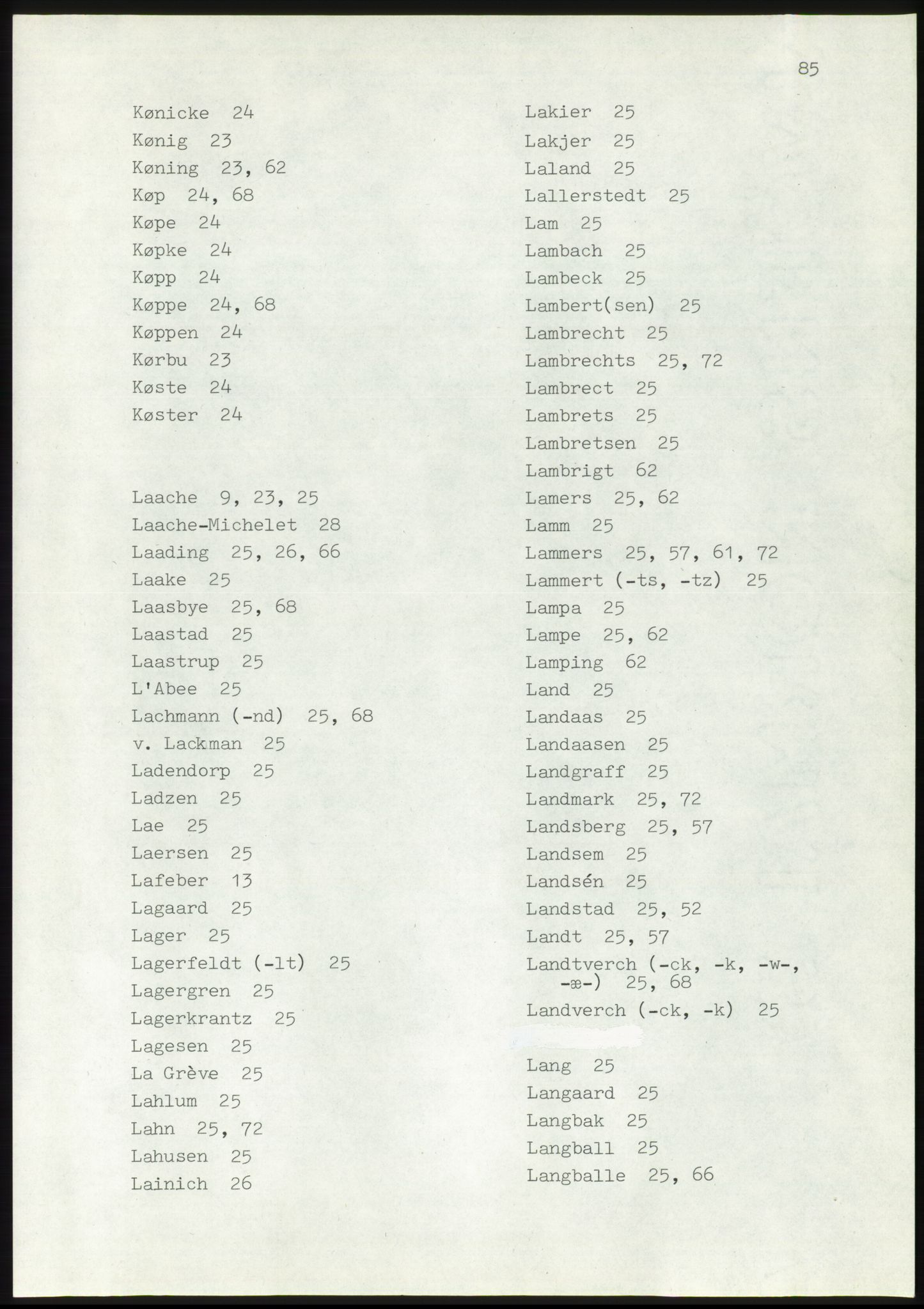 Lassens samlinger, RA/PA-0051, s. 85