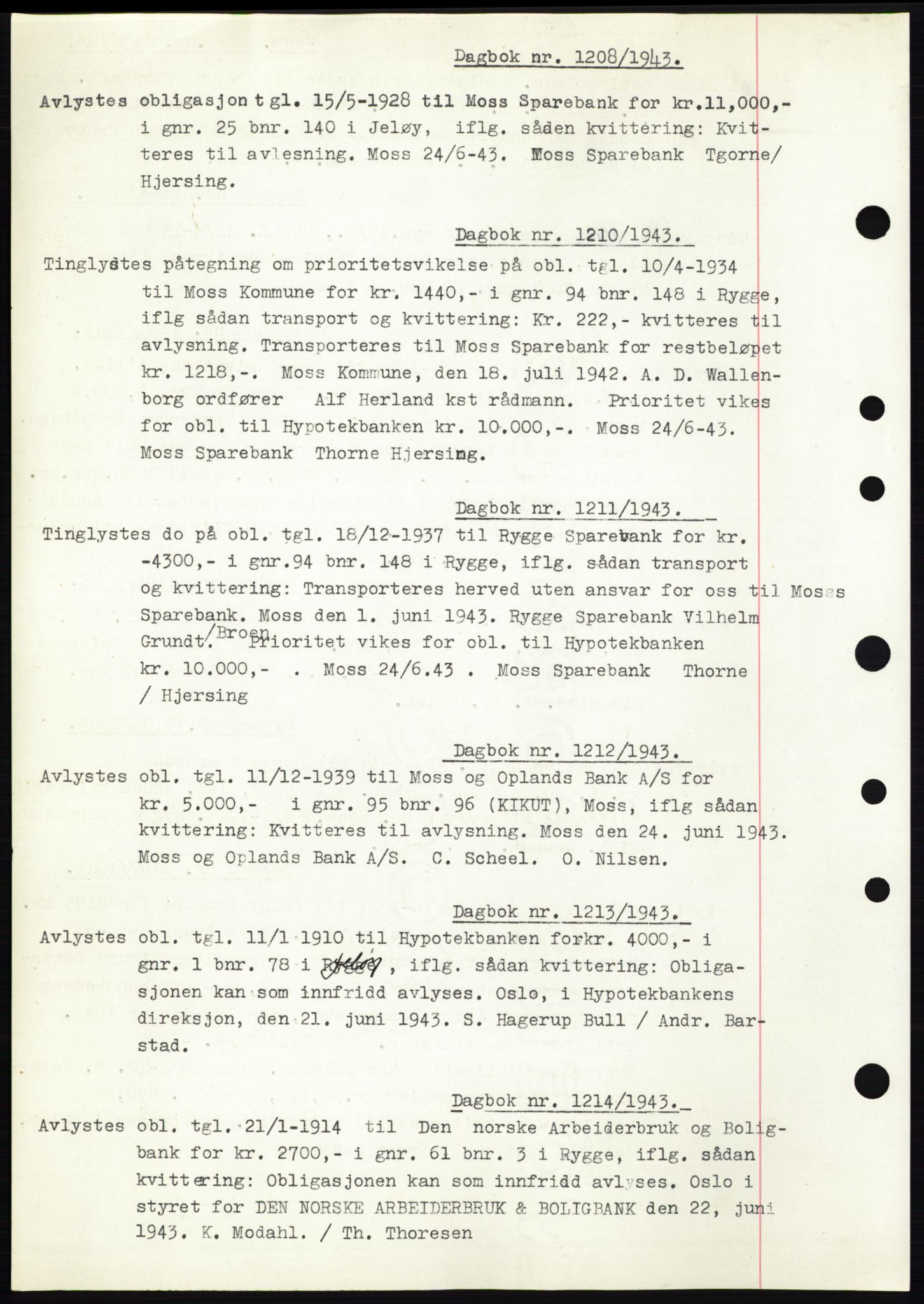 Moss sorenskriveri, SAO/A-10168: Pantebok nr. C10, 1938-1950, Dagboknr: 1208/1943