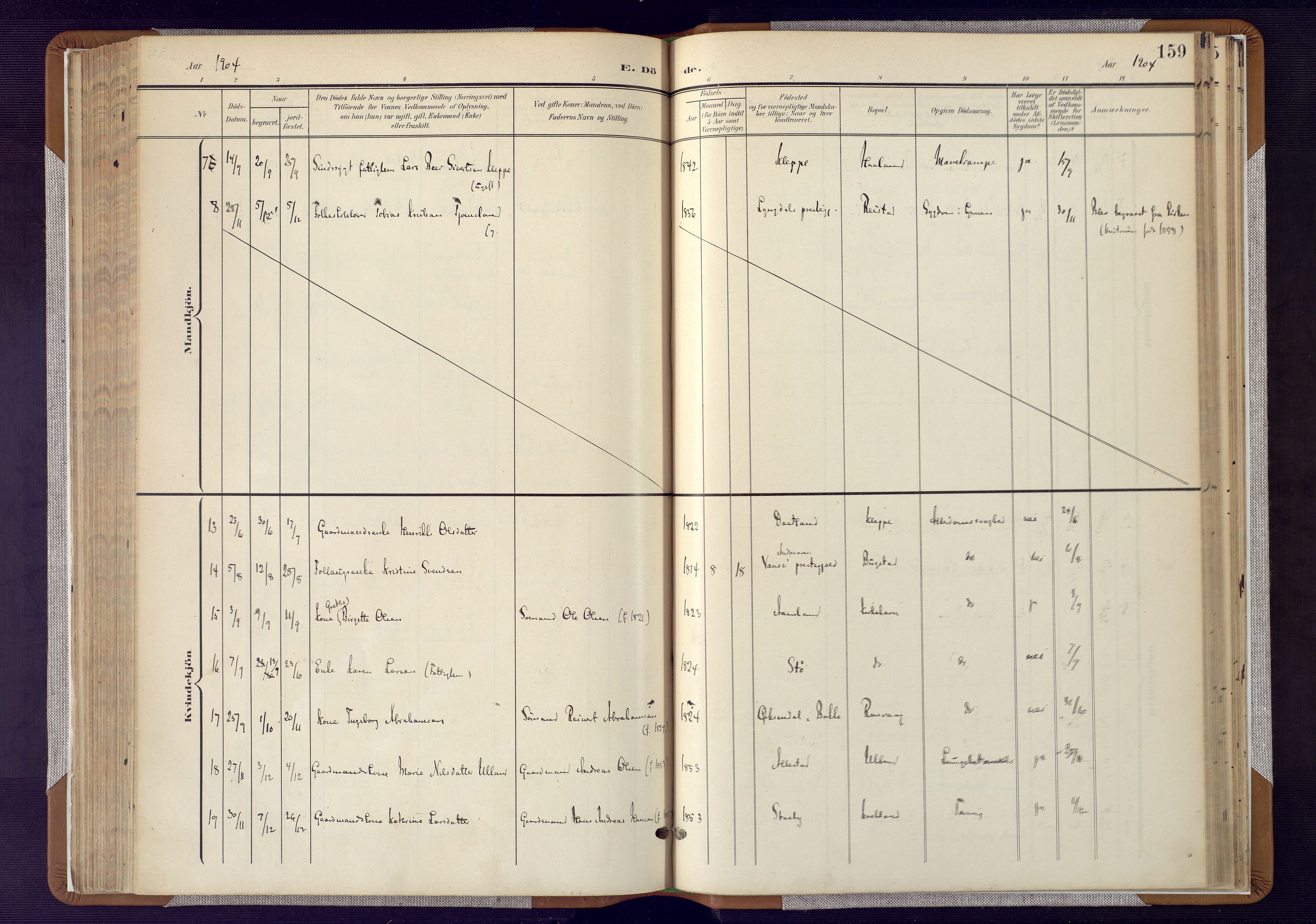 Flekkefjord sokneprestkontor, AV/SAK-1111-0012/F/Fa/Fab/L0007: Ministerialbok nr. A 7, 1902-1921, s. 159