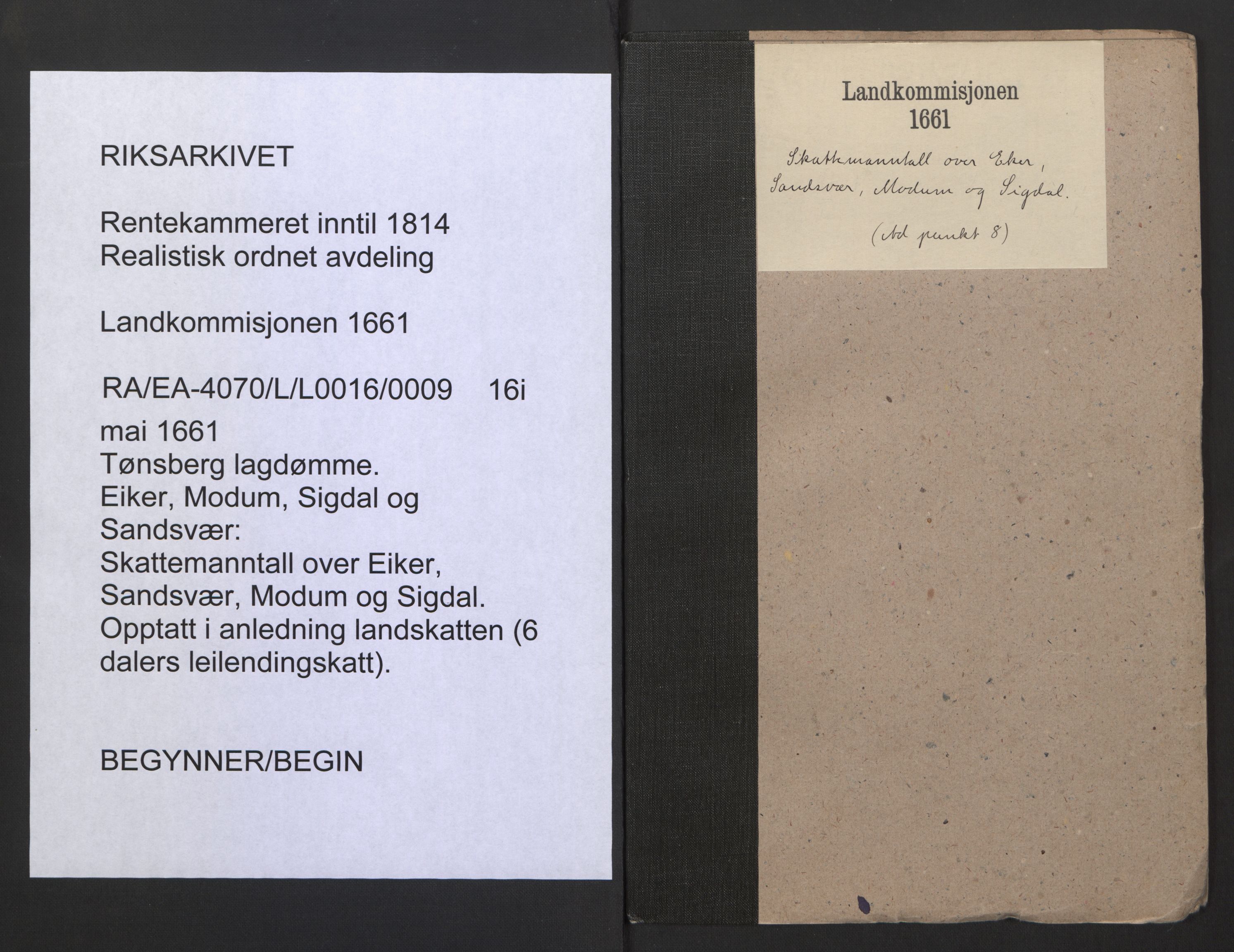 Rentekammeret inntil 1814, Realistisk ordnet avdeling, RA/EA-4070/L/L0016/0009: Tønsberg lagdømme. Eiker, Modum, Sigdal og Sandsvær: / Skattemanntall over Eiker, Sandsvær, Modum og Sigdal, 1661