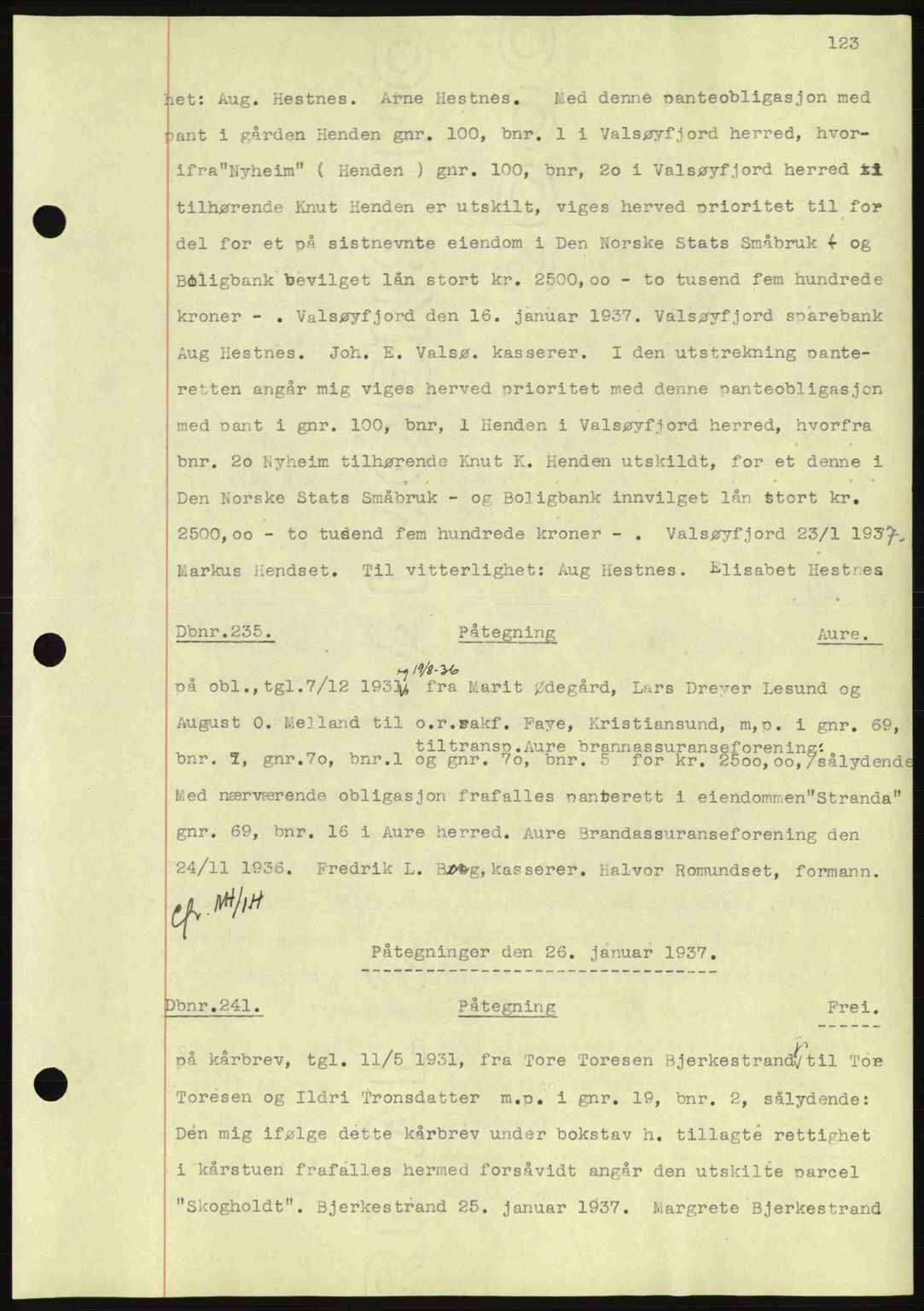 Nordmøre sorenskriveri, SAT/A-4132/1/2/2Ca: Pantebok nr. C80, 1936-1939, Dagboknr: 235/1937