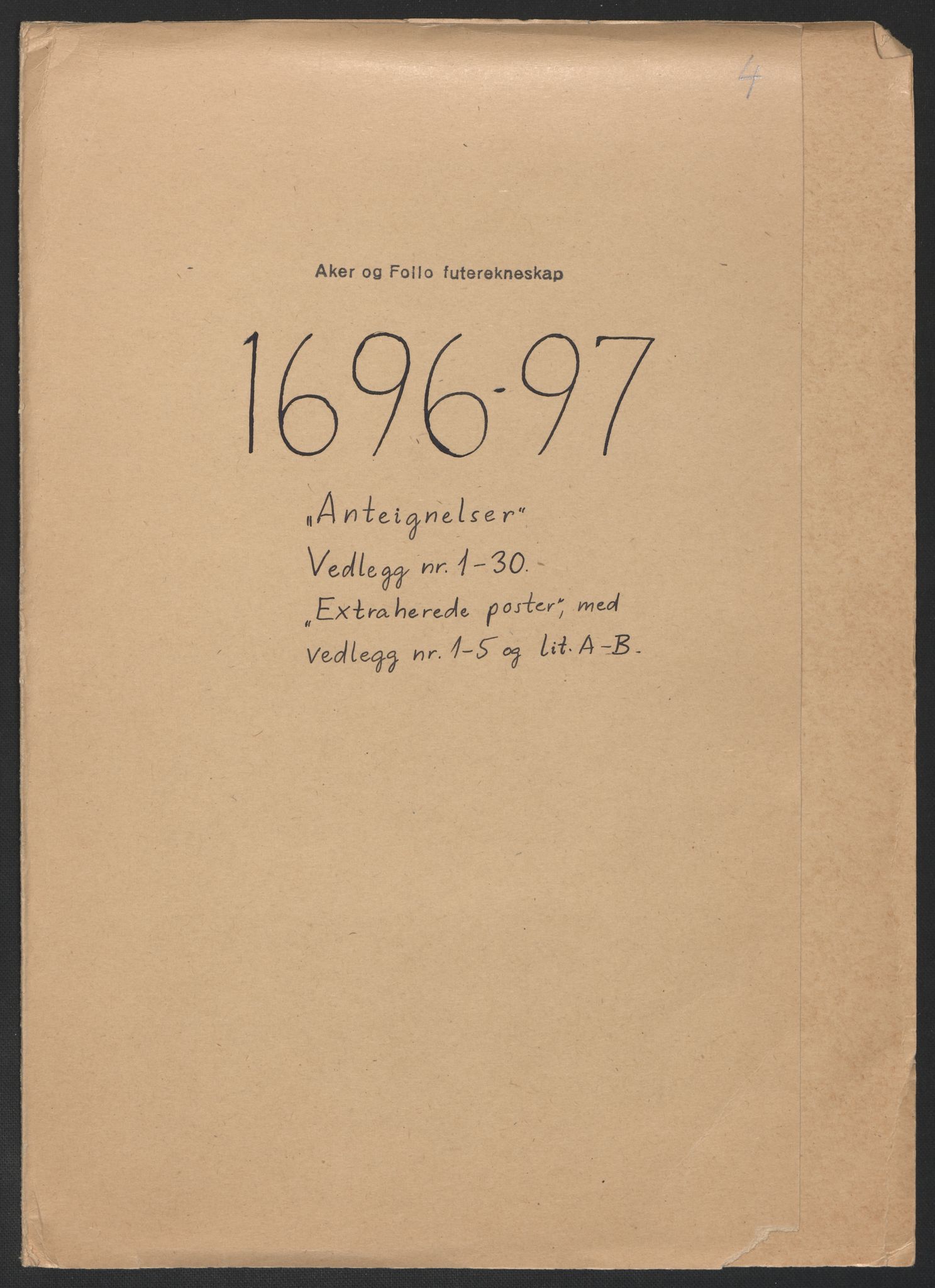 Rentekammeret inntil 1814, Reviderte regnskaper, Fogderegnskap, RA/EA-4092/R10/L0440: Fogderegnskap Aker og Follo, 1696-1697, s. 451