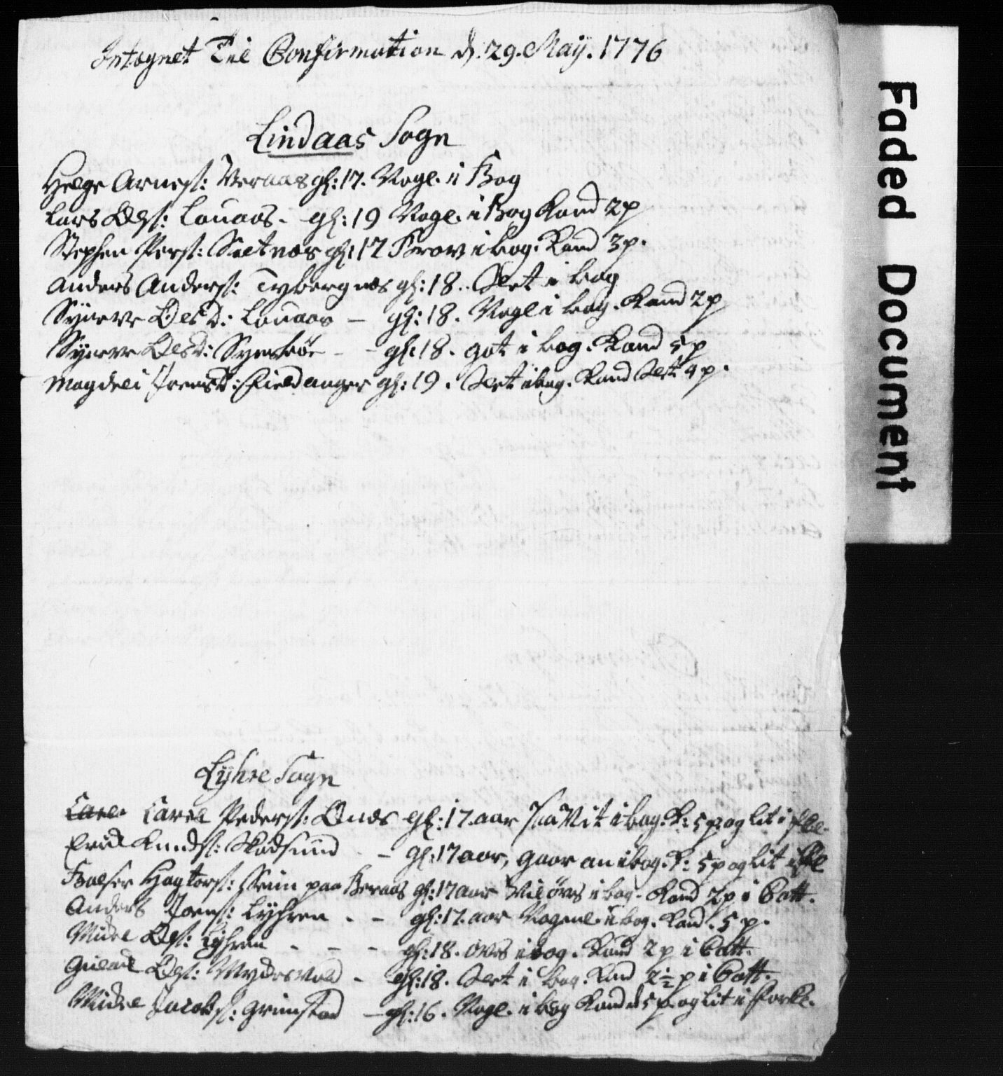 Bjørgvin biskop, SAB/A-5601/Hc/L0001: Manntalslister frå Søndre Bergenhus amt, 1776
