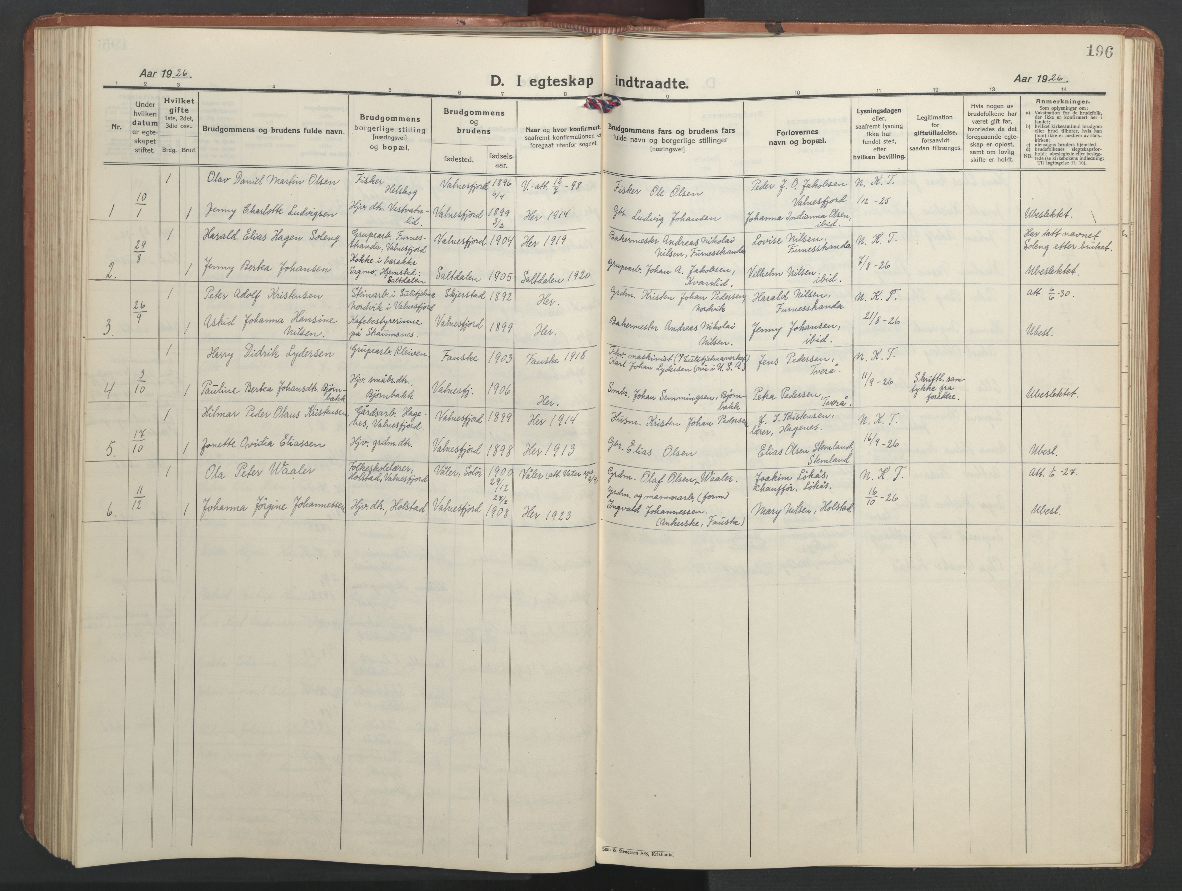 Ministerialprotokoller, klokkerbøker og fødselsregistre - Nordland, SAT/A-1459/851/L0727: Klokkerbok nr. 851C02, 1925-1948, s. 196