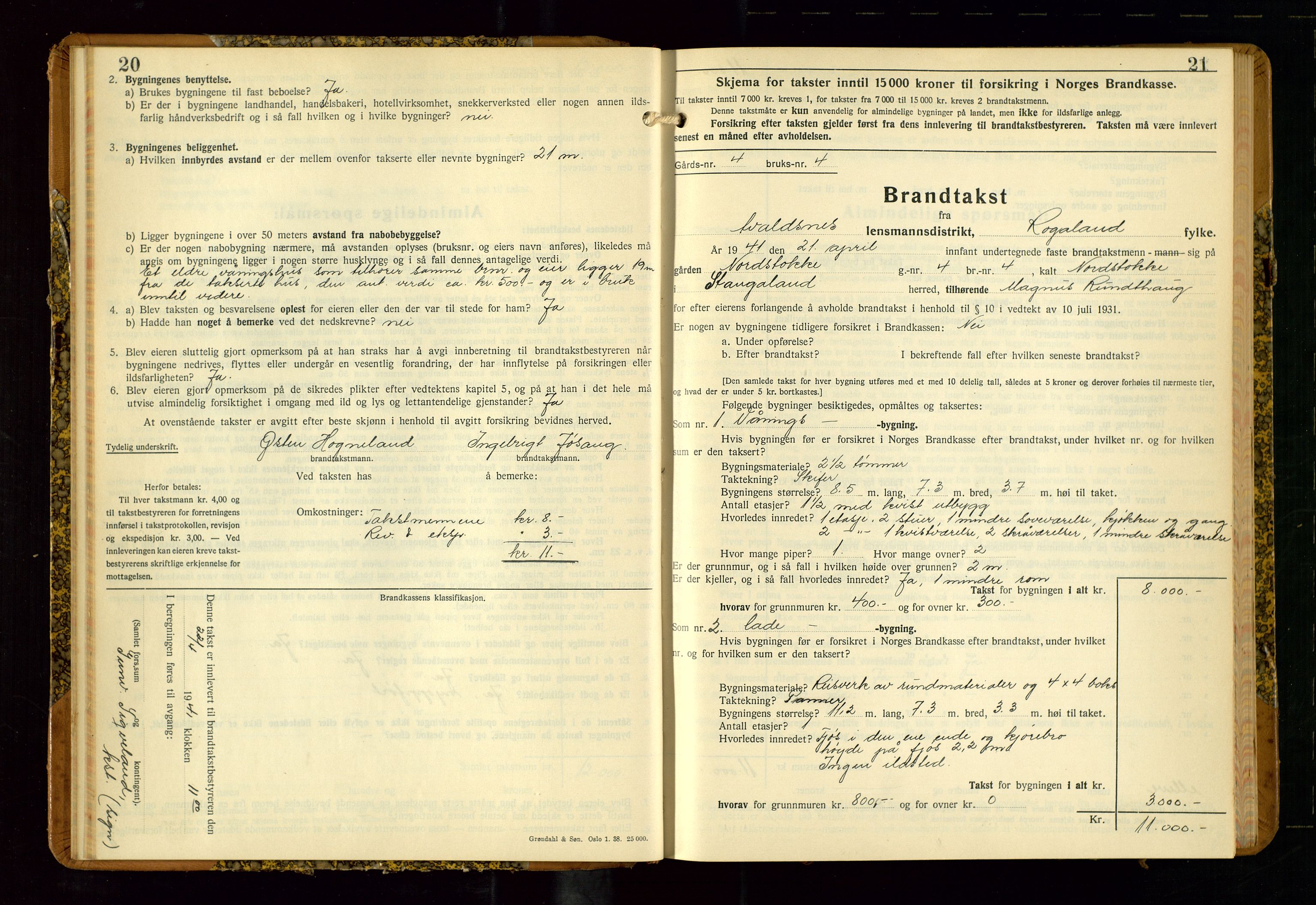 Avaldsnes lensmannskontor, AV/SAST-A-100286/Gob/L0002: "Branntakstprotokoll for Avaldsnes lensmannsdistrikt Rogaland fylke", 1940-1950, s. 20-21