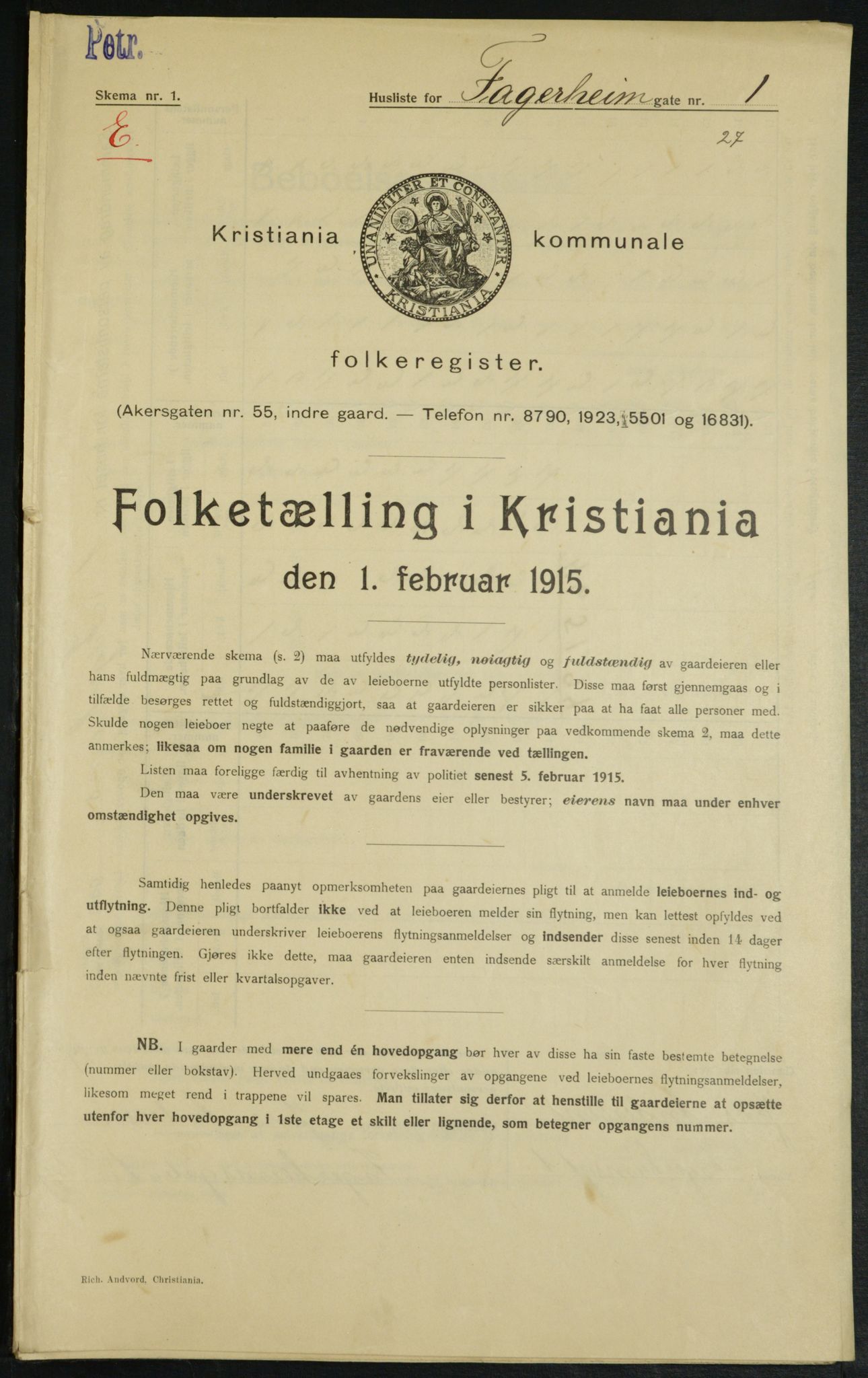 OBA, Kommunal folketelling 1.2.1915 for Kristiania, 1915, s. 22636