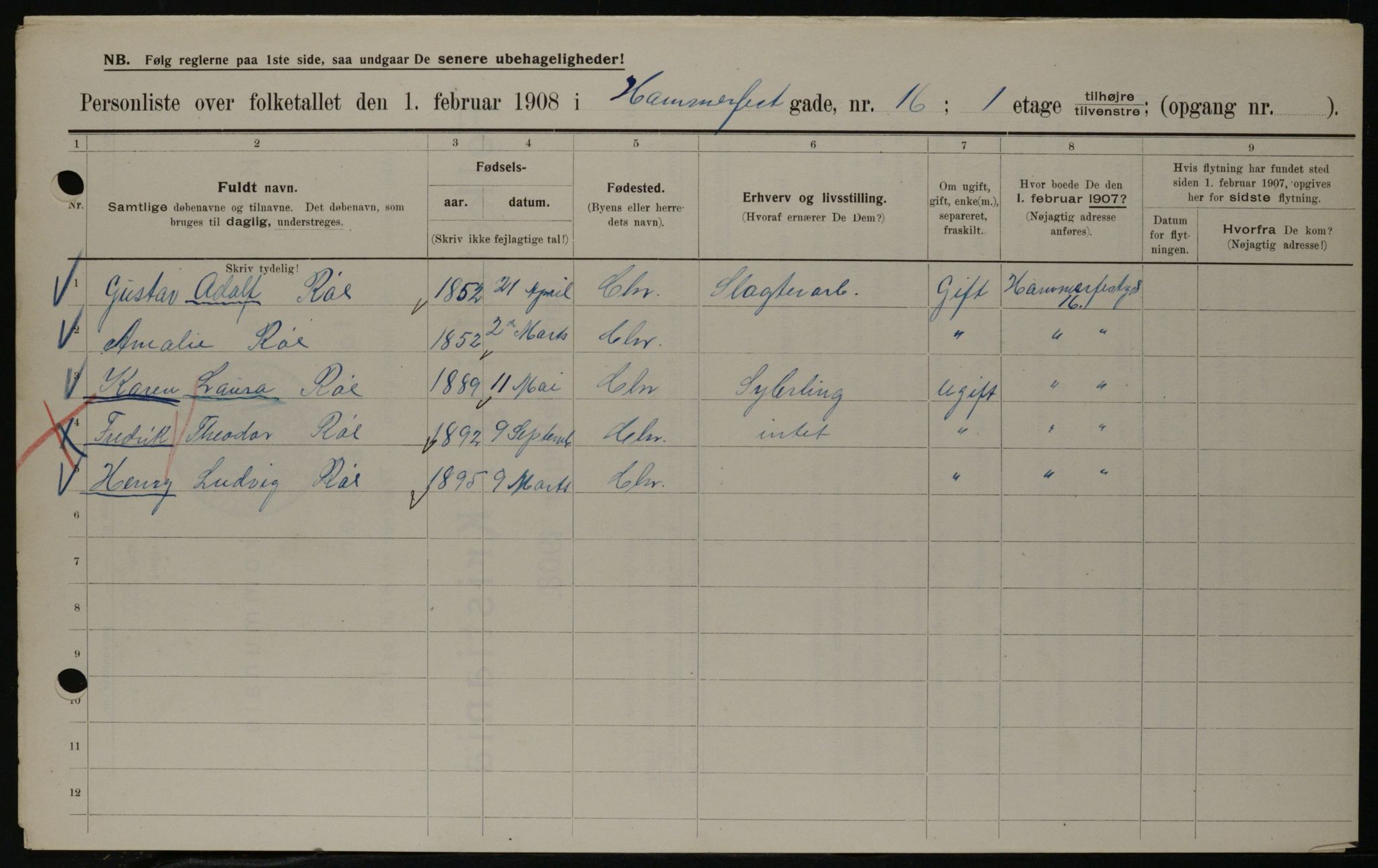 OBA, Kommunal folketelling 1.2.1908 for Kristiania kjøpstad, 1908, s. 30935