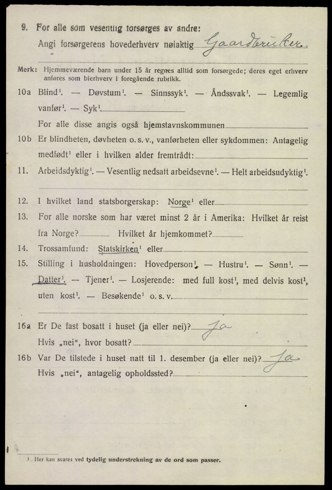 SAKO, Folketelling 1920 for 0821 Bø herred, 1920, s. 1849