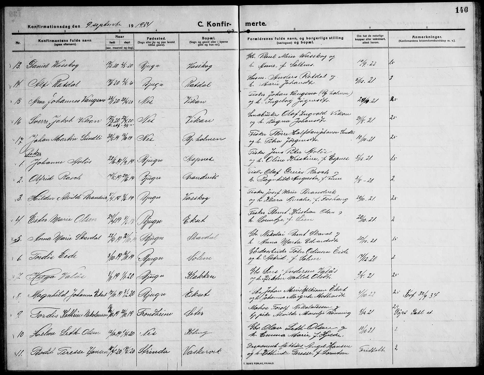 Ministerialprotokoller, klokkerbøker og fødselsregistre - Sør-Trøndelag, SAT/A-1456/651/L0648: Klokkerbok nr. 651C02, 1915-1945, s. 140