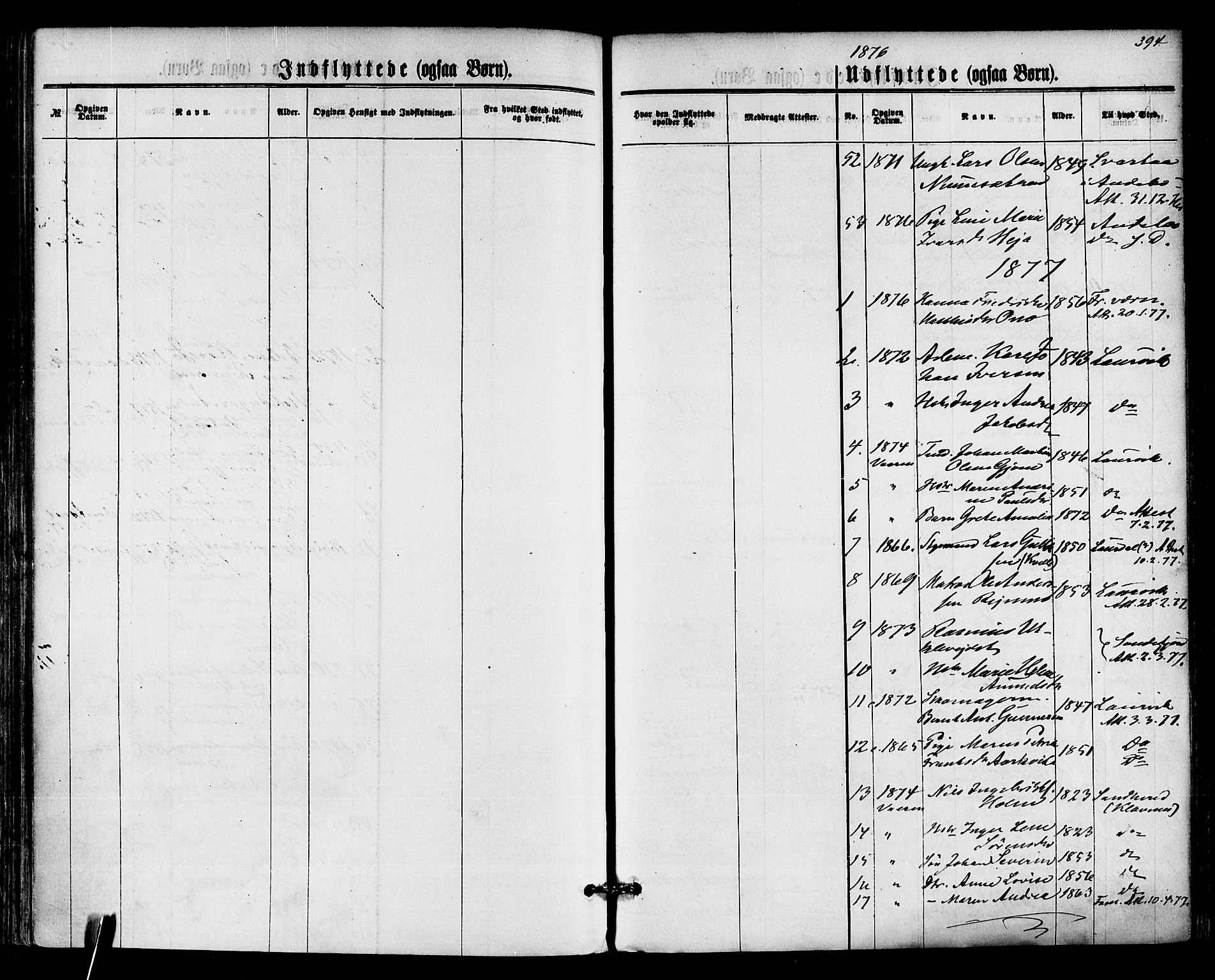 Hedrum kirkebøker, AV/SAKO-A-344/F/Fa/L0008: Ministerialbok nr. I 8, 1869-1880, s. 394