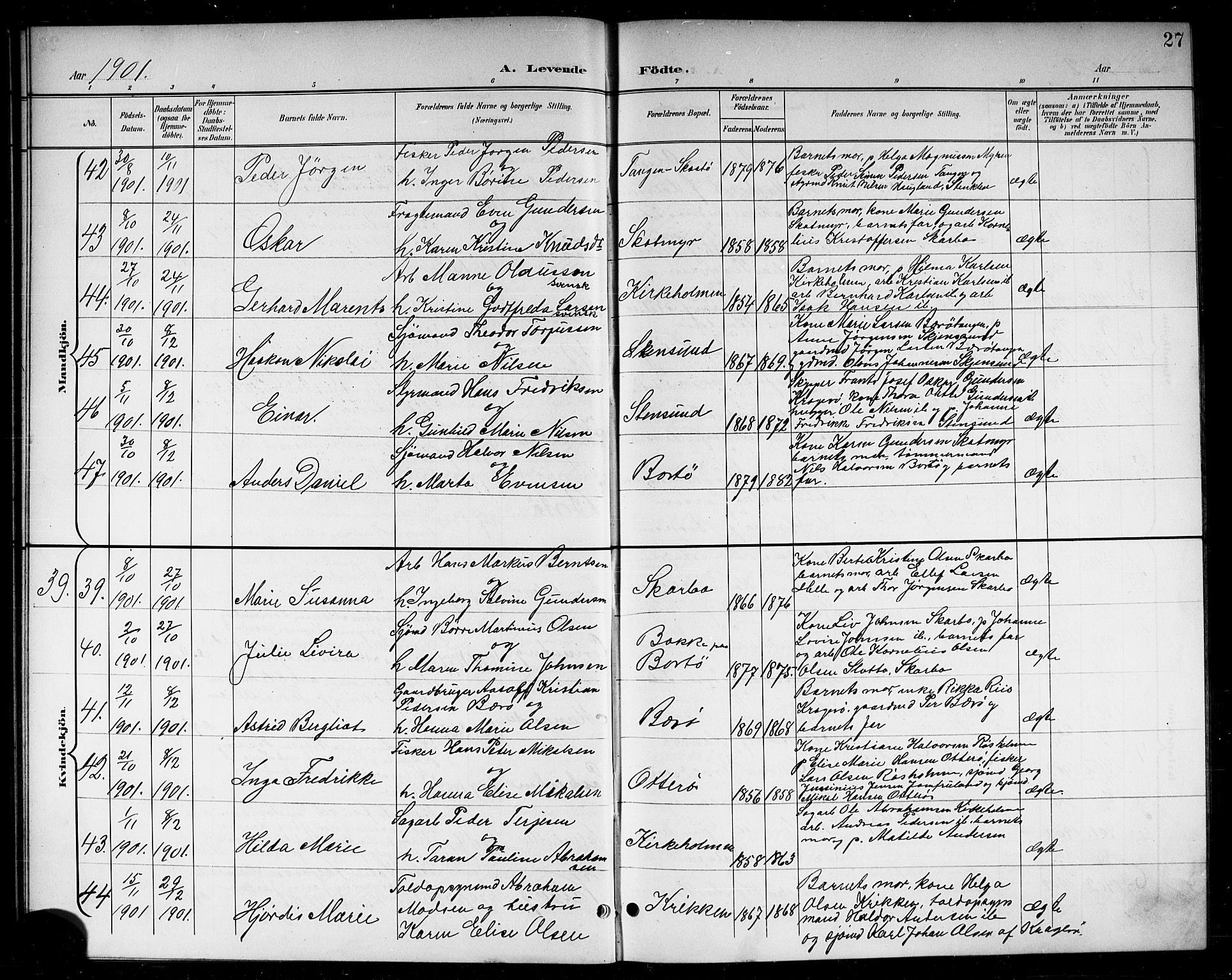 Skåtøy kirkebøker, AV/SAKO-A-304/G/Ga/L0004: Klokkerbok nr. I 4, 1898-1916, s. 27