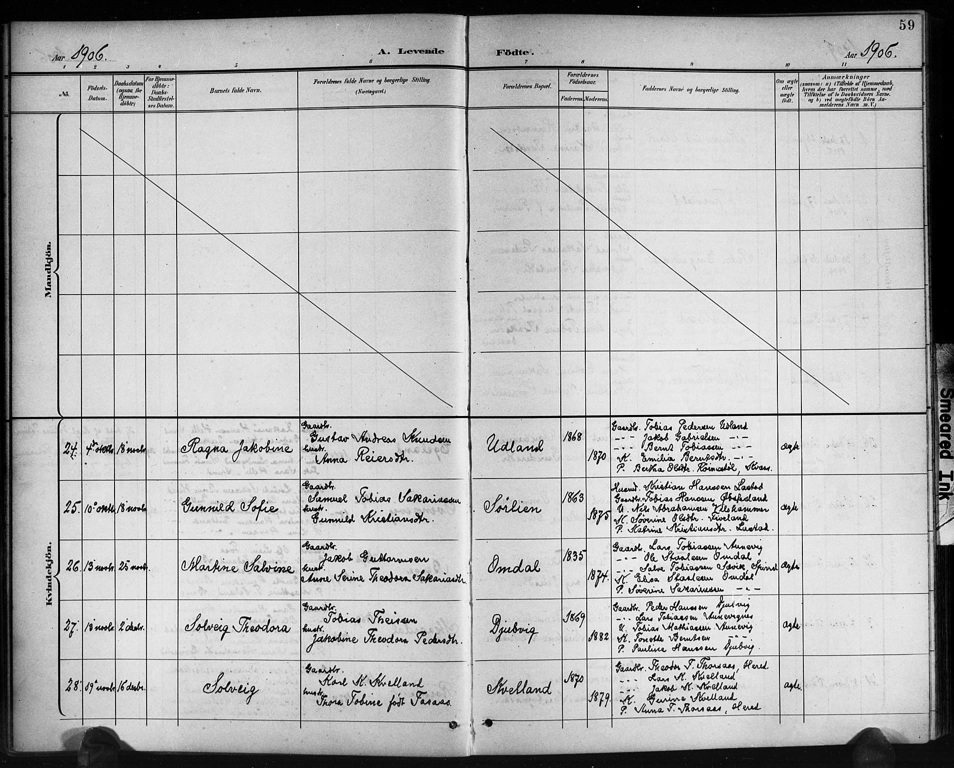 Lyngdal sokneprestkontor, AV/SAK-1111-0029/F/Fb/Fbc/L0005: Klokkerbok nr. B 5, 1897-1913, s. 59