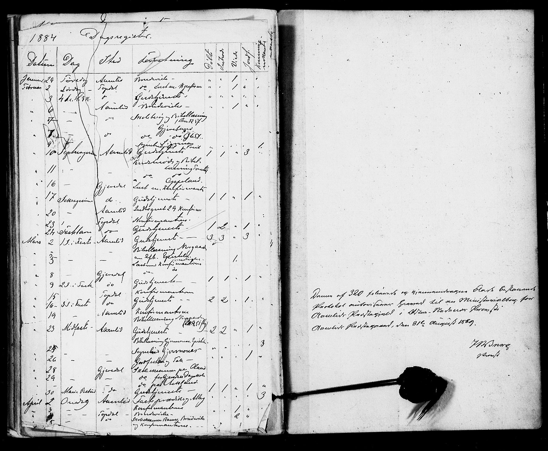 Åmli sokneprestkontor, AV/SAK-1111-0050/F/Fa/Fac/L0009: Ministerialbok nr. A 9 /3, 1869-1884