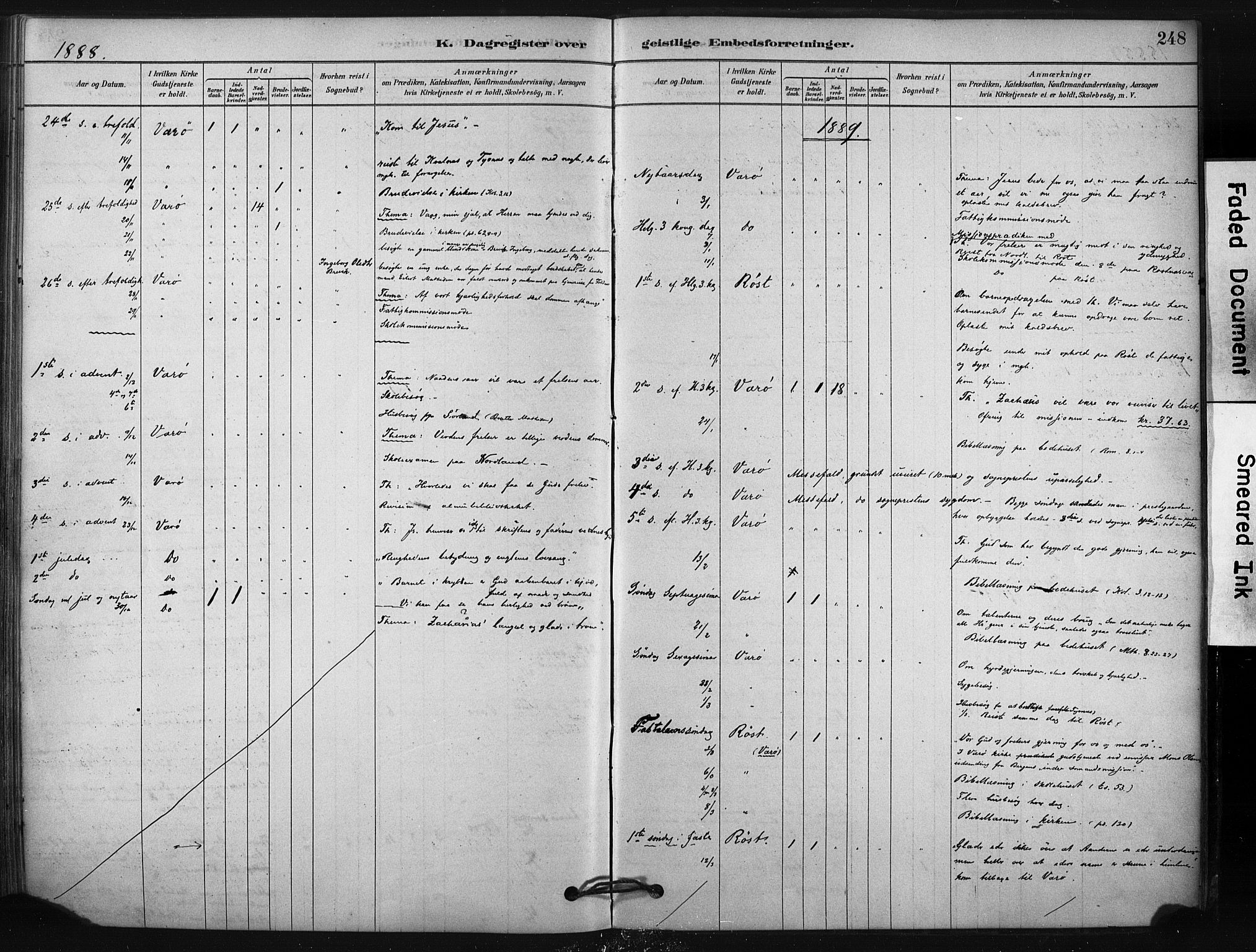 Ministerialprotokoller, klokkerbøker og fødselsregistre - Nordland, SAT/A-1459/807/L0122: Ministerialbok nr. 807A05, 1880-1902, s. 248