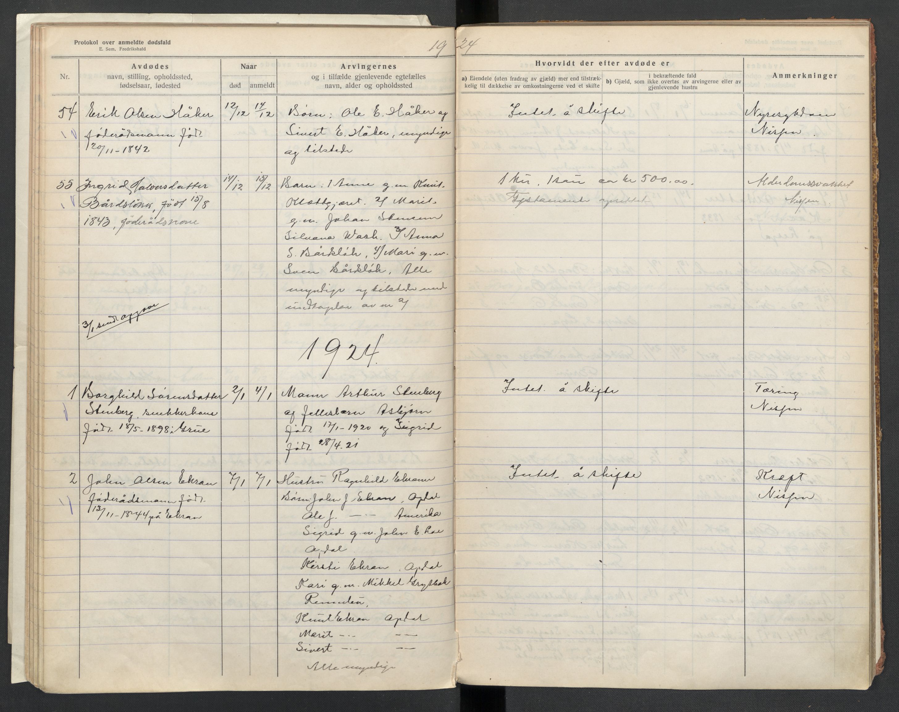 Oppdal lensmannskontor, SAT/A-1073/1/02/L0003: 2.01.03 Dødsfallsprotokoll, 1919-1929