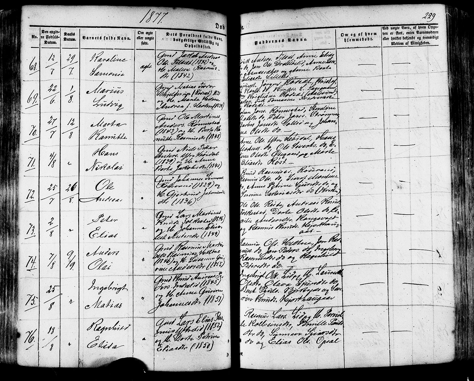 Ministerialprotokoller, klokkerbøker og fødselsregistre - Møre og Romsdal, AV/SAT-A-1454/511/L0140: Ministerialbok nr. 511A07, 1851-1878, s. 229