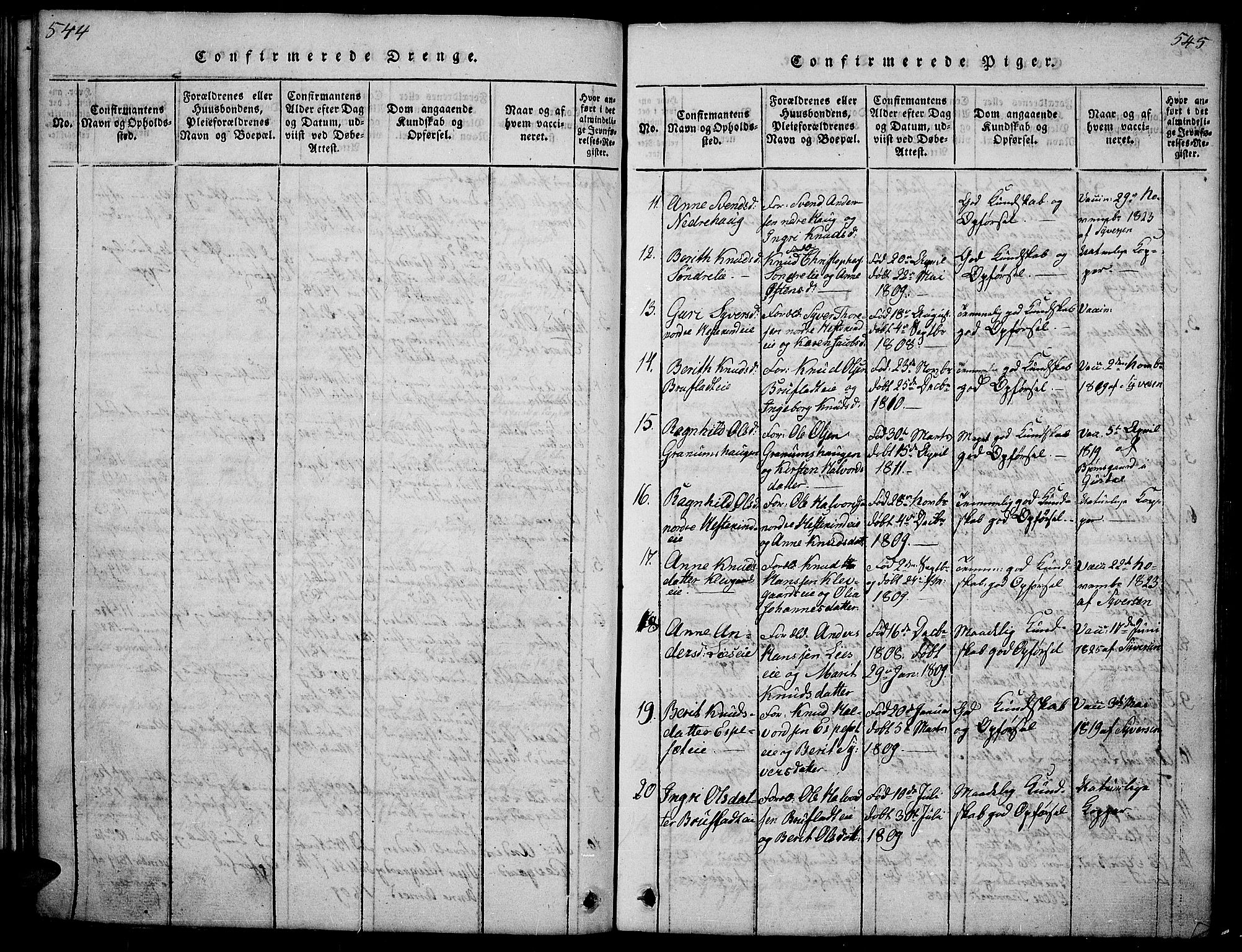 Sør-Aurdal prestekontor, AV/SAH-PREST-128/H/Ha/Hab/L0001: Klokkerbok nr. 1, 1815-1826, s. 544-545