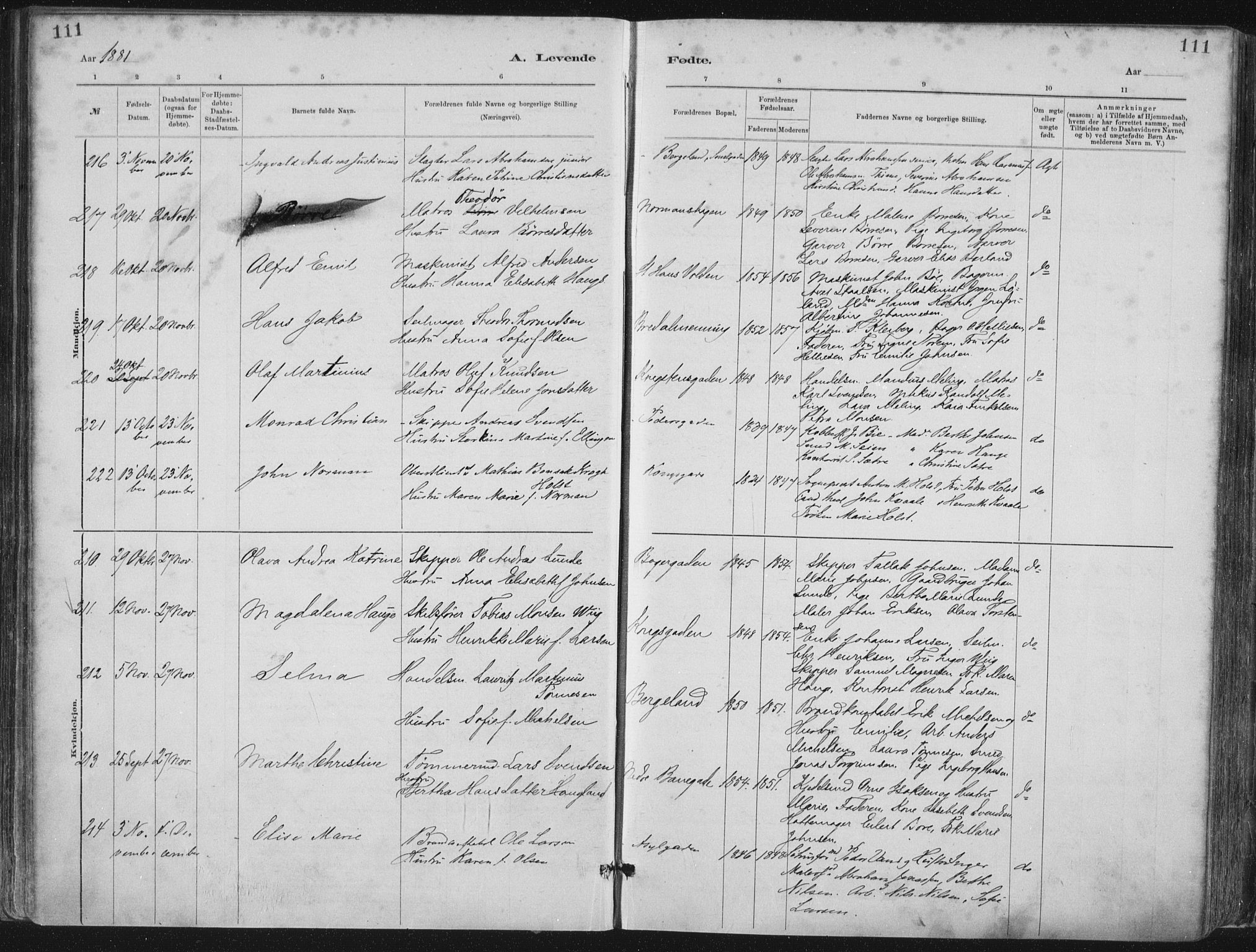St. Petri sokneprestkontor, AV/SAST-A-101813/001/30/30BA/L0015: Ministerialbok nr. A 15, 1879-1888, s. 111