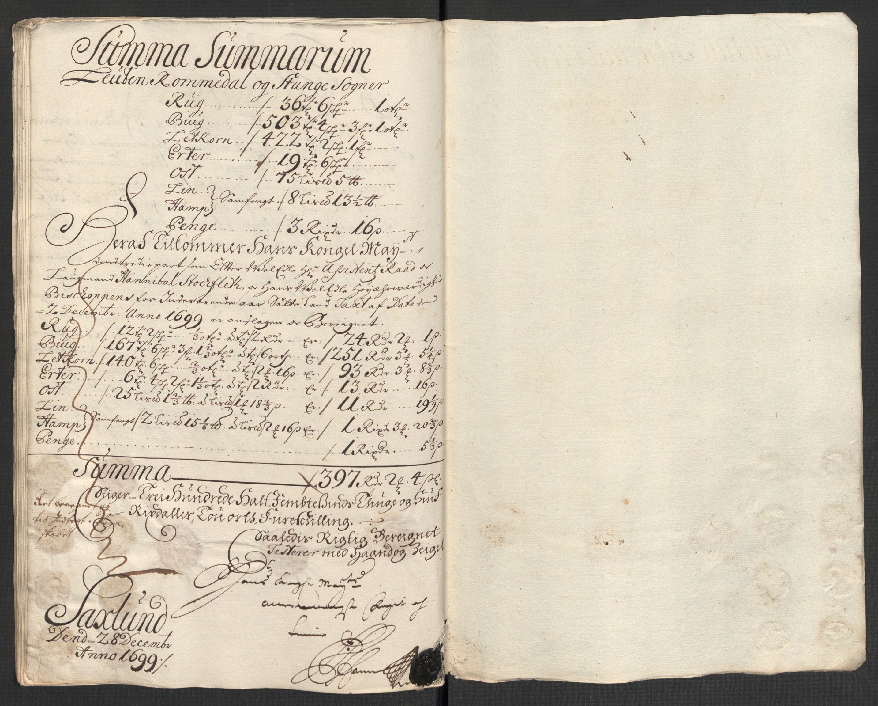 Rentekammeret inntil 1814, Reviderte regnskaper, Fogderegnskap, AV/RA-EA-4092/R16/L1038: Fogderegnskap Hedmark, 1699, s. 67