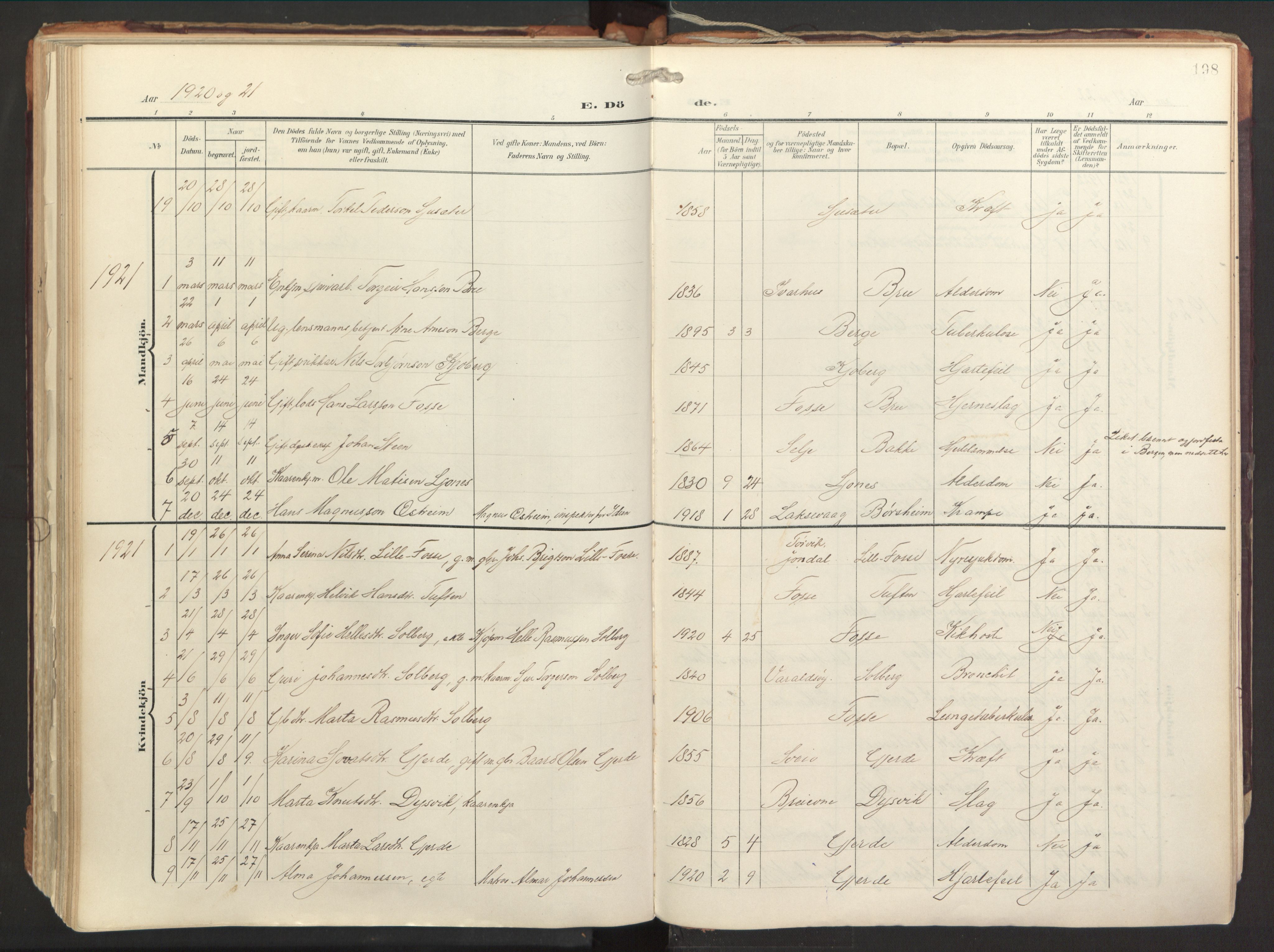 Strandebarm sokneprestembete, AV/SAB-A-78401/H/Haa: Ministerialbok nr. B 2, 1909-1941, s. 198