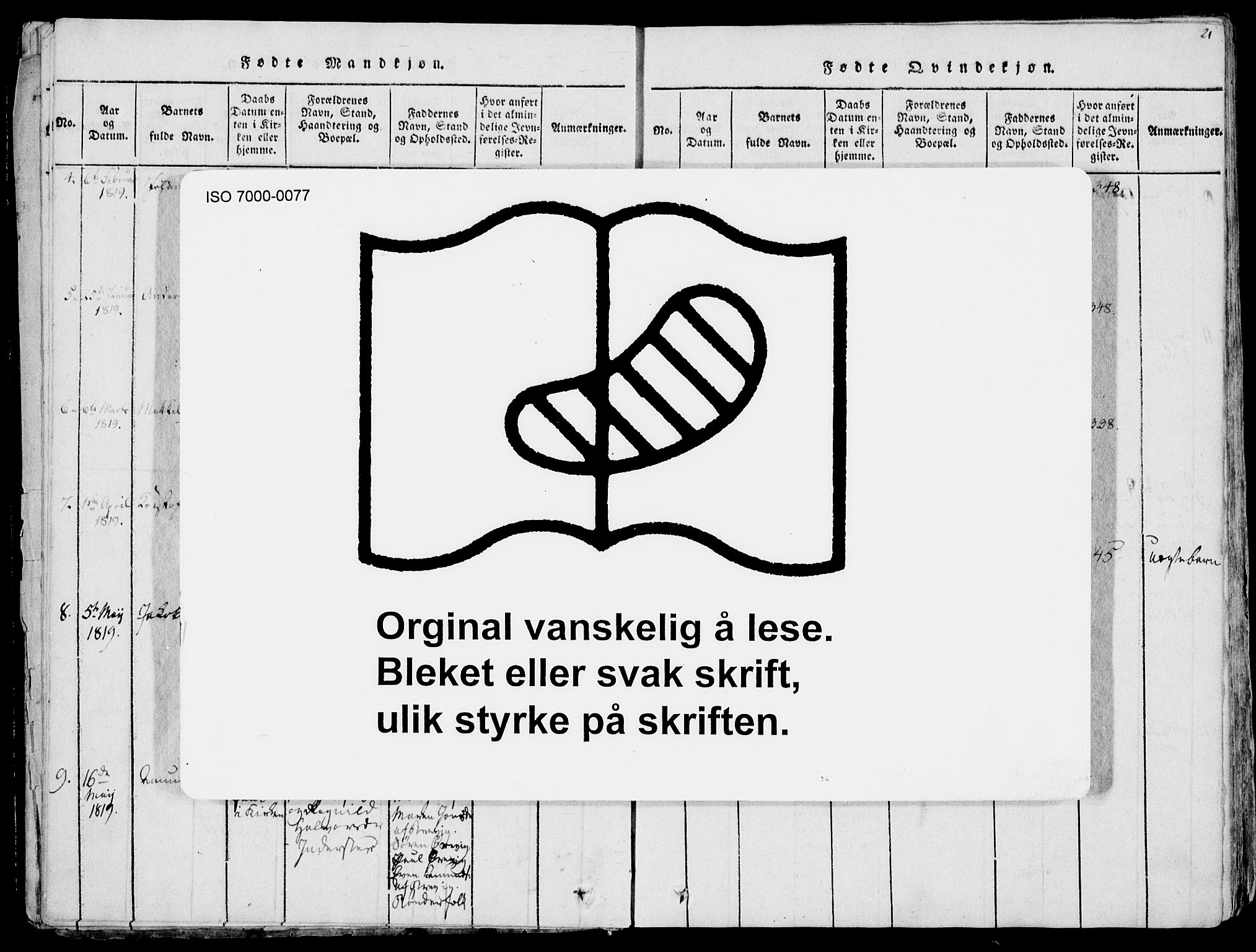 Eidanger kirkebøker, AV/SAKO-A-261/F/Fa/L0007: Ministerialbok nr. 7, 1814-1831, s. 21